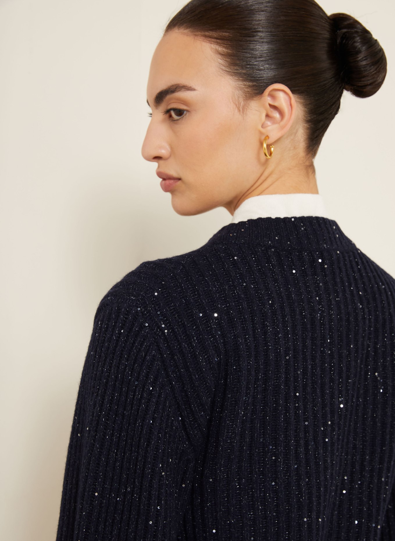 BRUNELLO CUCINELLI Pullover mit Cashmere und Glitzergarn: DUNKELBLAU