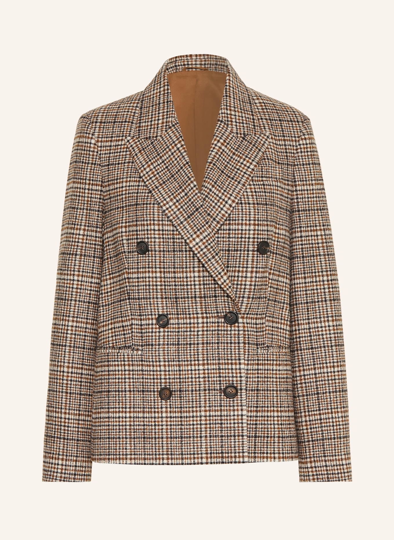 BRUNELLO CUCINELLI Blazer mit Alpaka: BRAUN / CREME / SCHWARZ