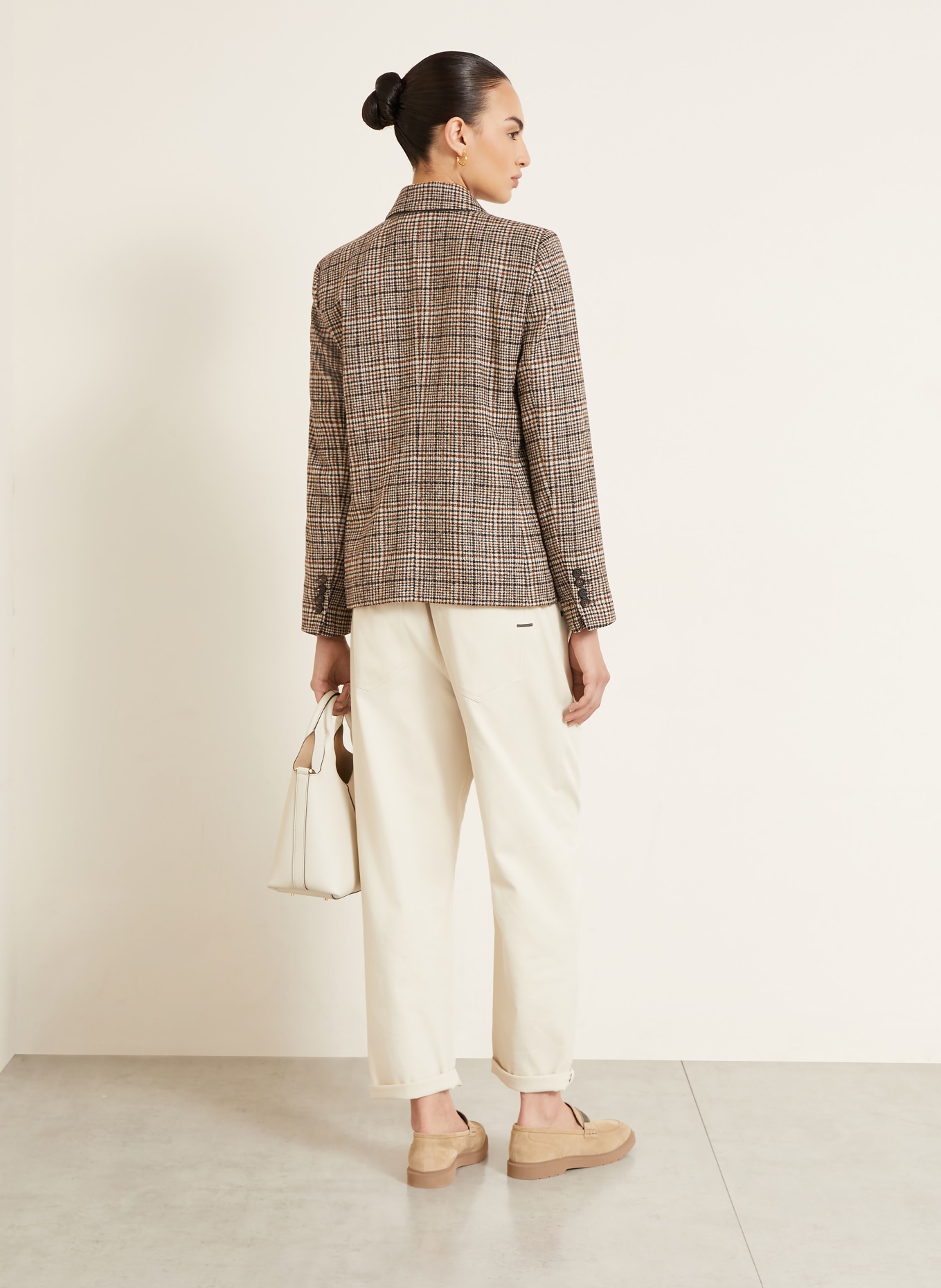 BRUNELLO CUCINELLI Blazer mit Alpaka: BRAUN / CREME / SCHWARZ