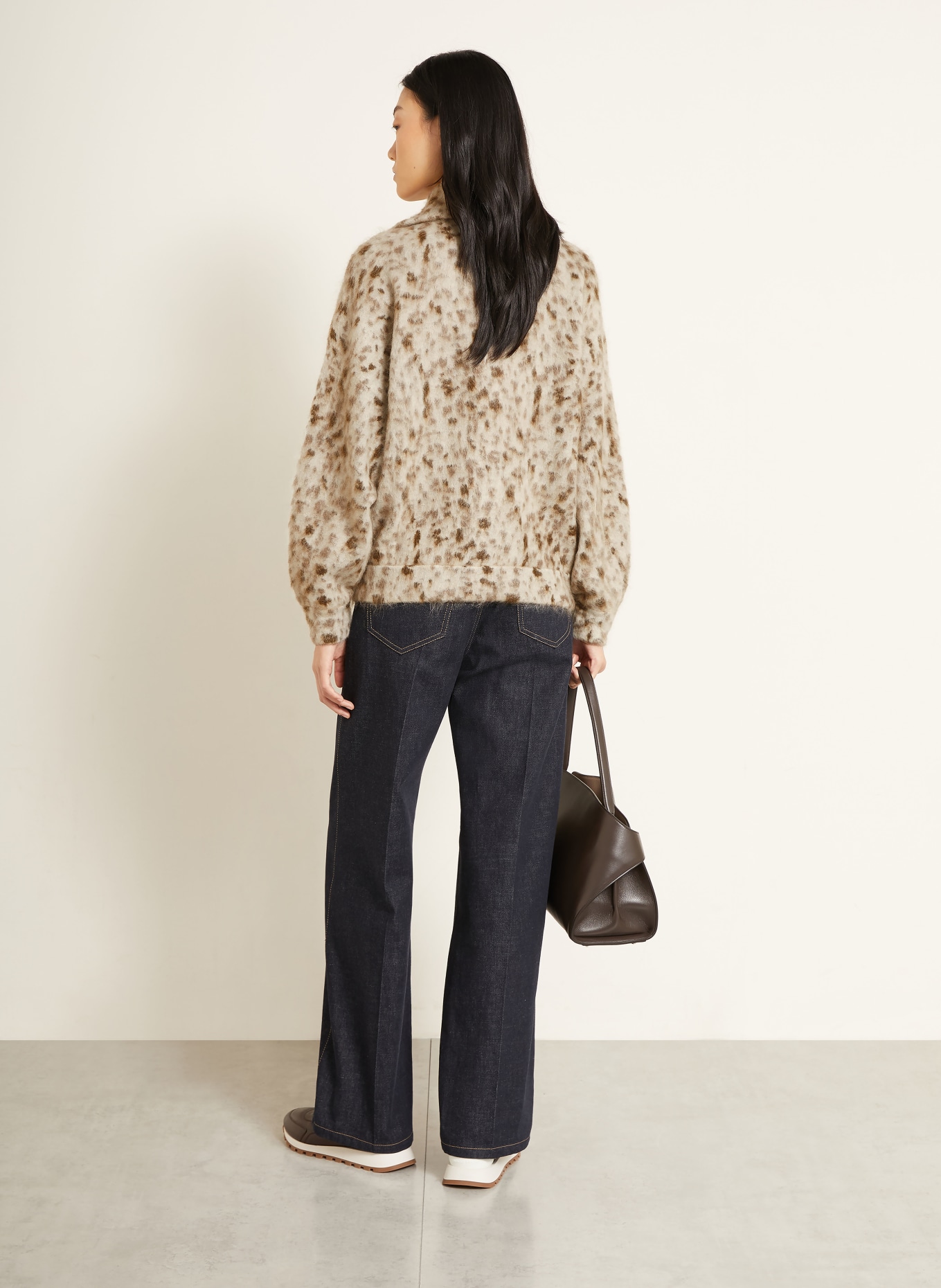 BRUNELLO CUCINELLI Strickjacke mit Mohair: CREME / TAUPE / DUNKELGRAU