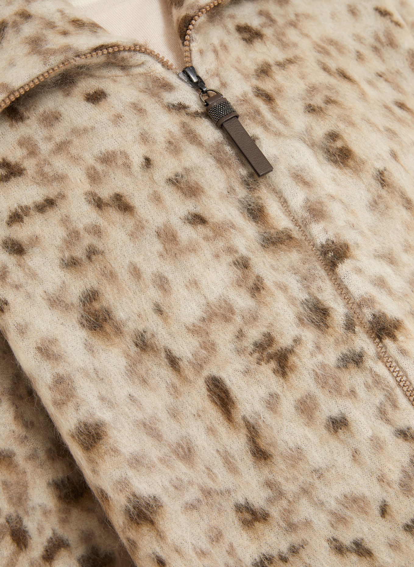 BRUNELLO CUCINELLI Strickjacke mit Mohair: CREME / TAUPE / DUNKELGRAU
