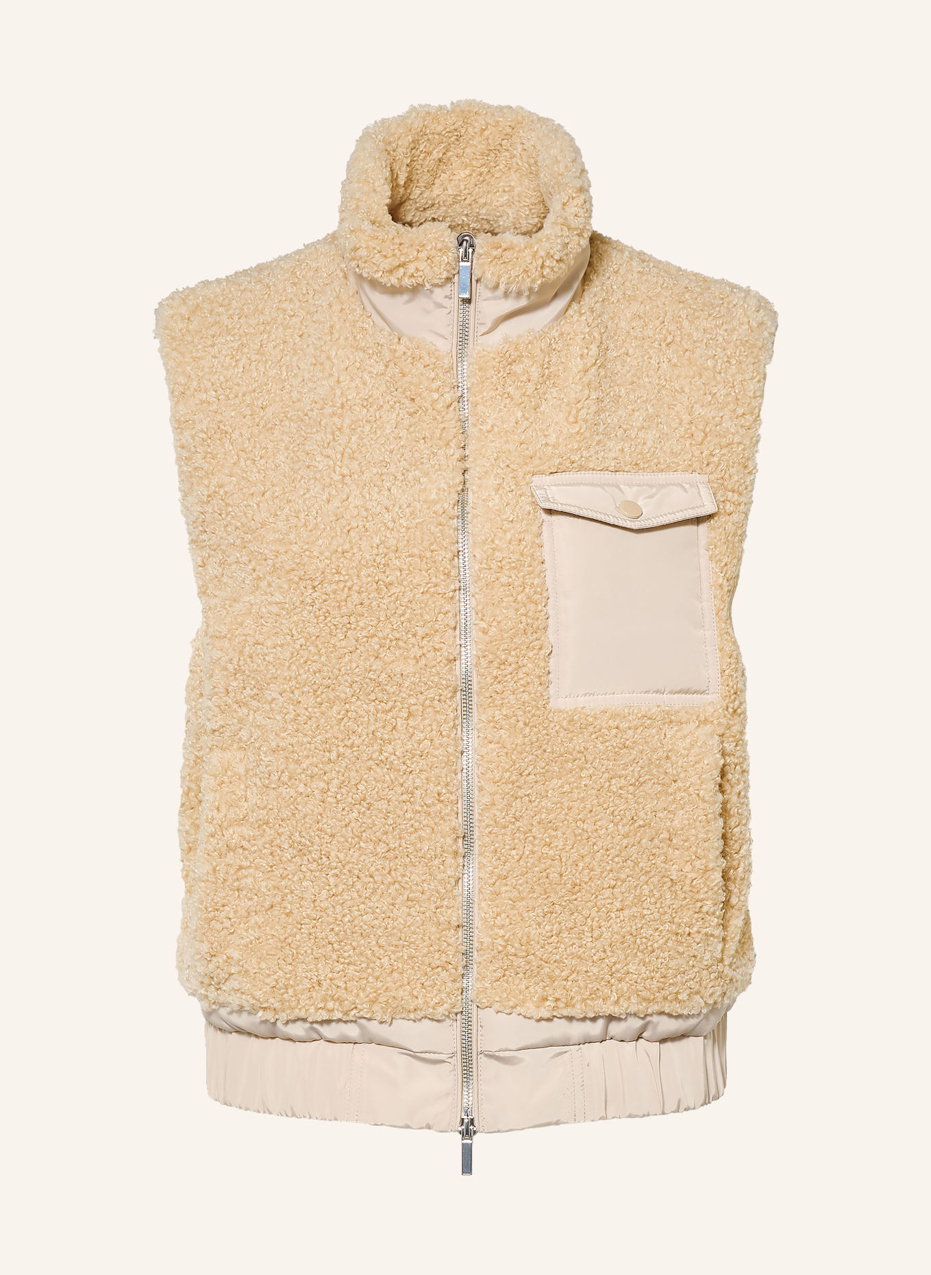 darling harbour Kamizelka z futerkiem typu teddy z mieszanki materiałów: SAND