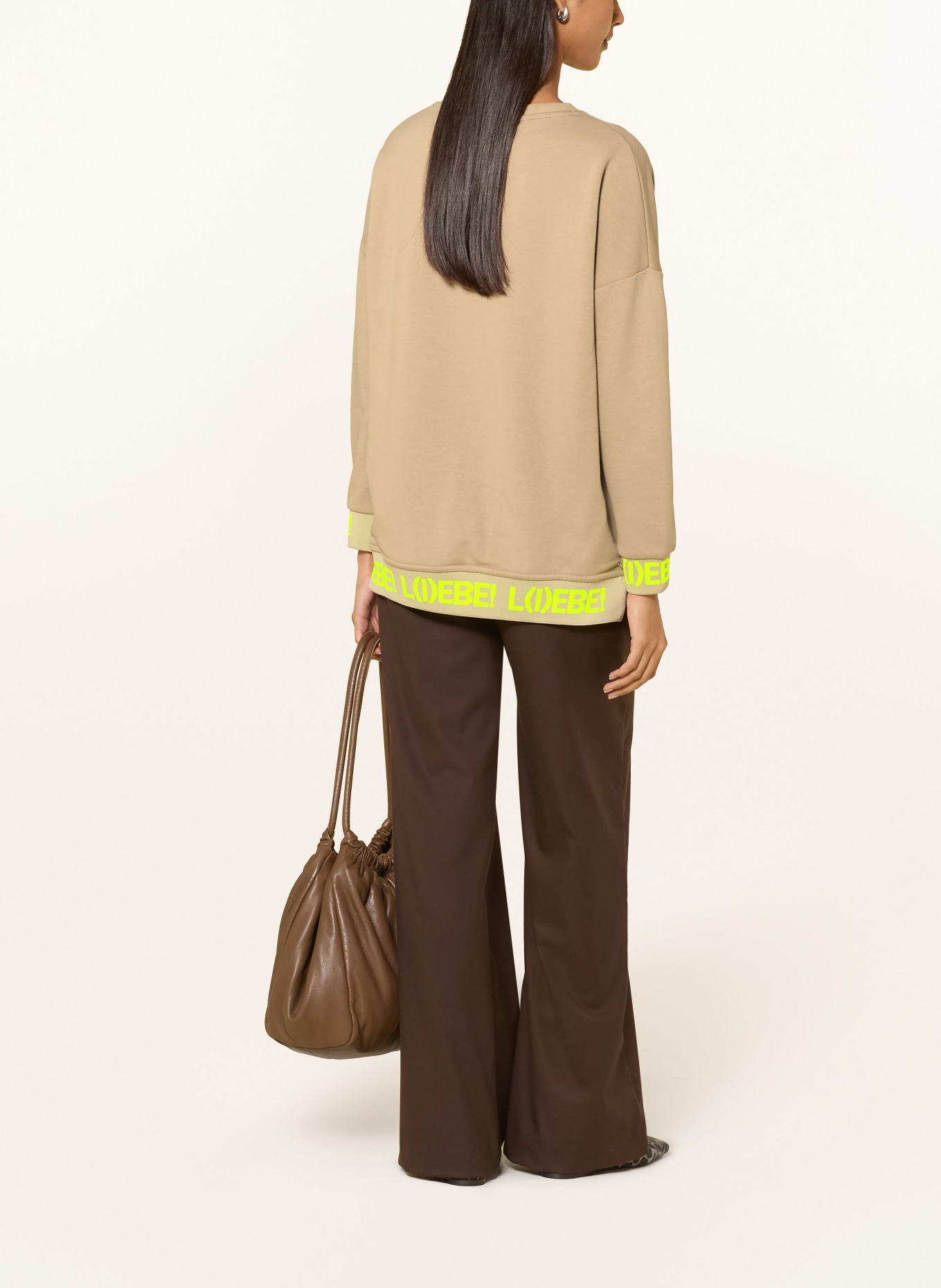 miss goodlife Sweatshirt à paillettes: BEIGE / MARRON FONCÉ / JAUNE FLUO