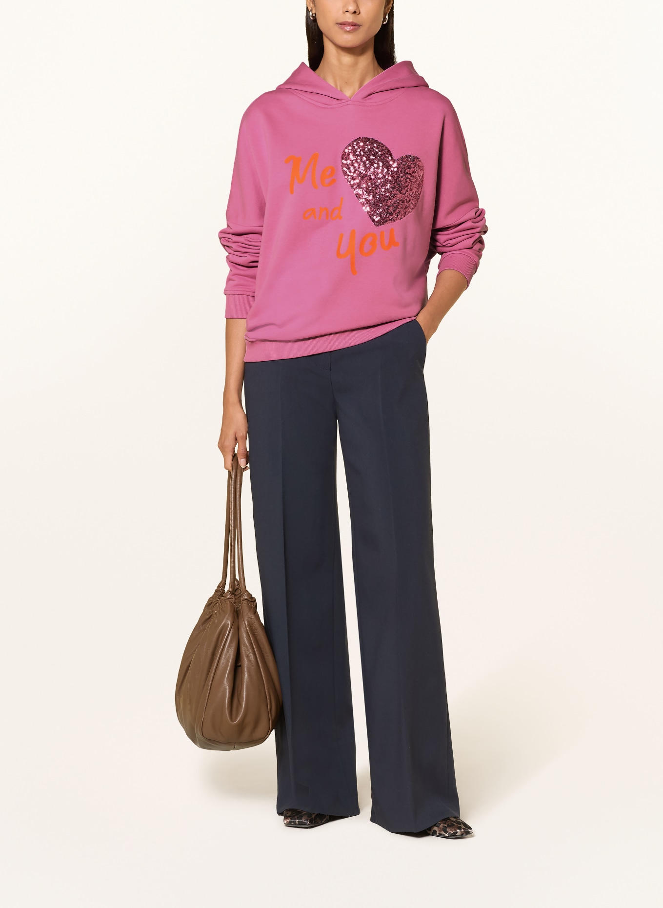 miss goodlife Sequin Hoodie: PINK / PINK / NEON ORANGE