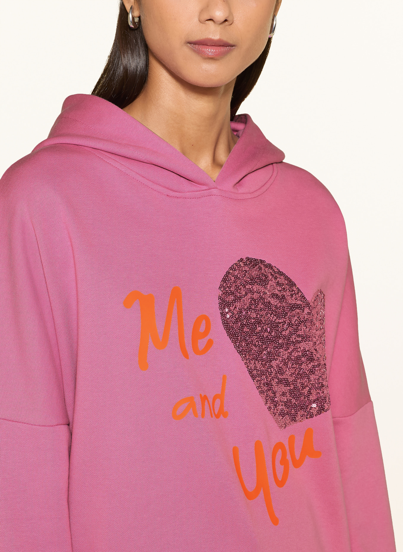 miss goodlife Sequin Hoodie: PINK / PINK / NEON ORANGE