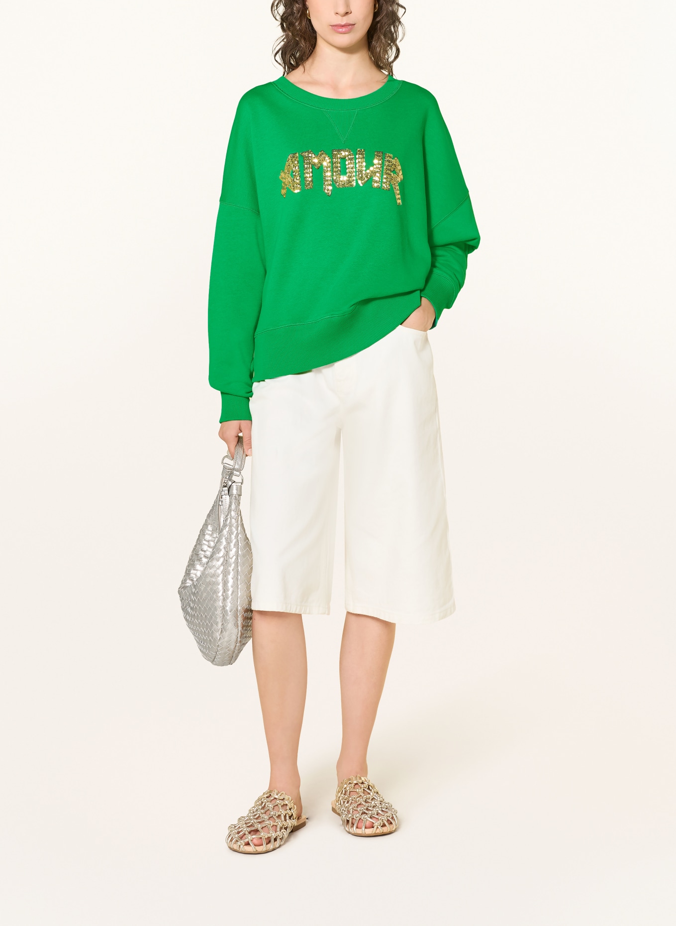 miss goodlife Sweatshirt à paillettes: VERT / OR