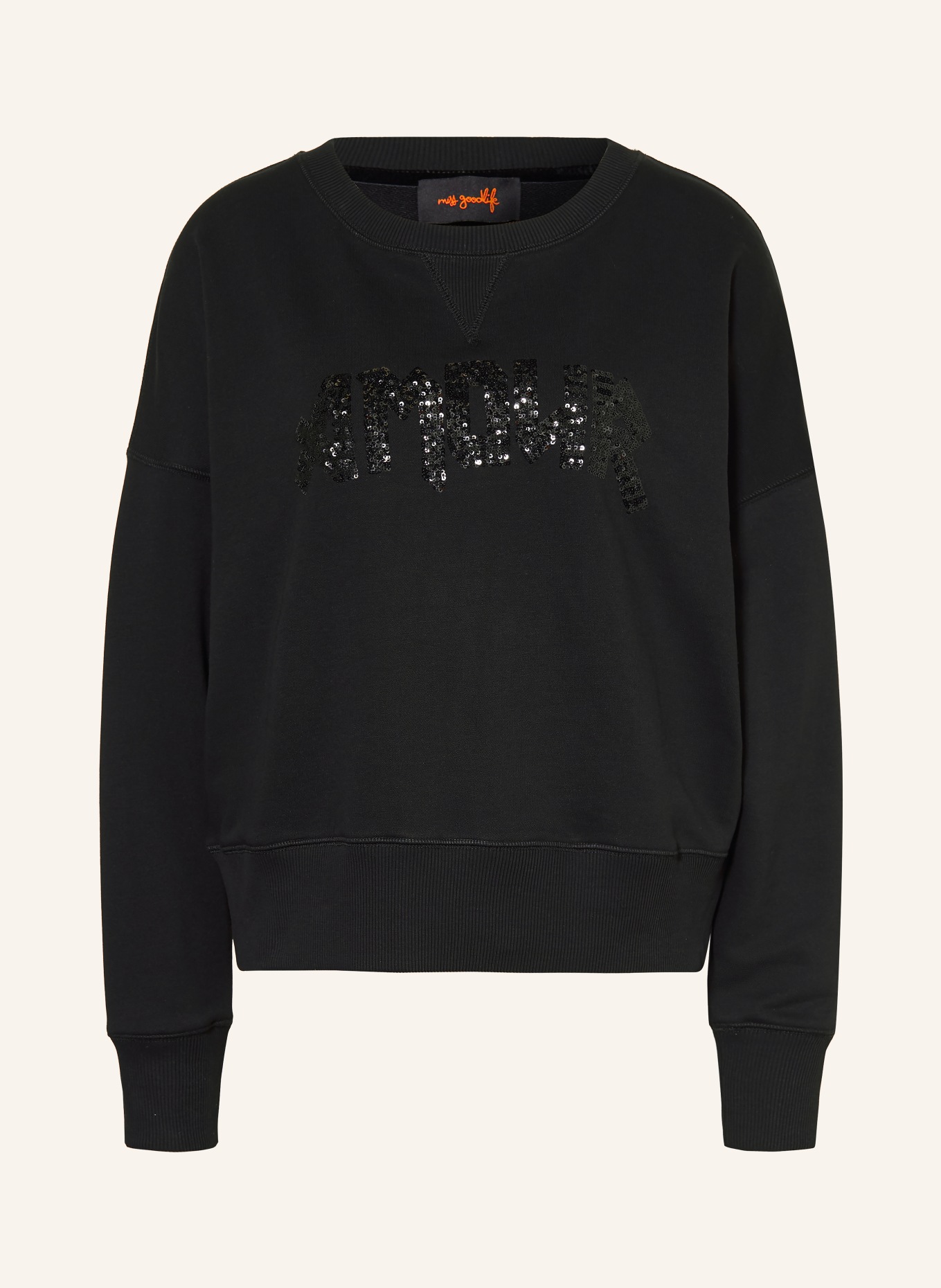 miss goodlife Sequin Sweatshirt: BLACK