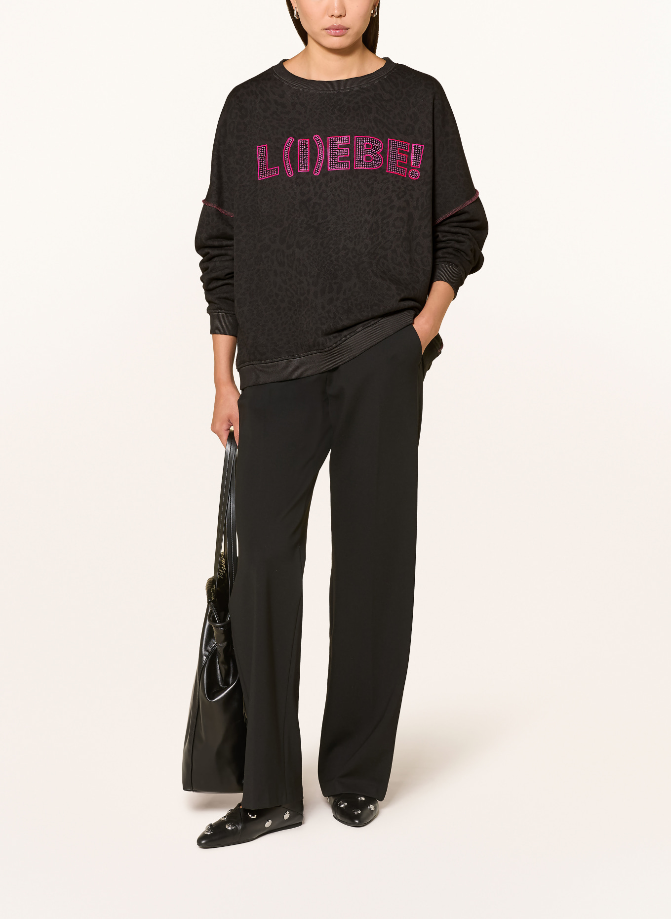 miss goodlife Sweatshirt with Rhinestones: GRAY / PINK / BLACK