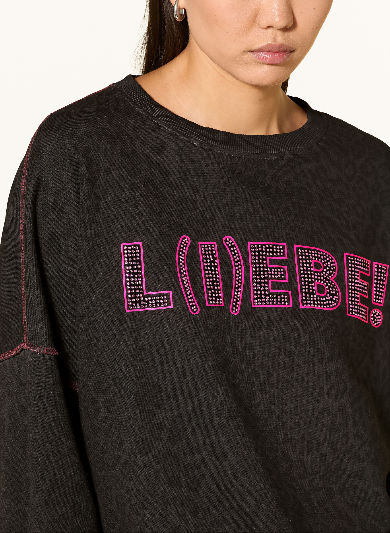 miss goodlife Sweatshirt with Rhinestones: GRAY / PINK / BLACK