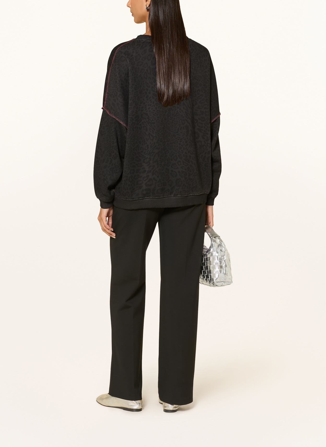 miss goodlife Sweatshirt oversize orné de strass: GRIS FONCÉ / ROSE FUCHSIA FLUO / NOIR