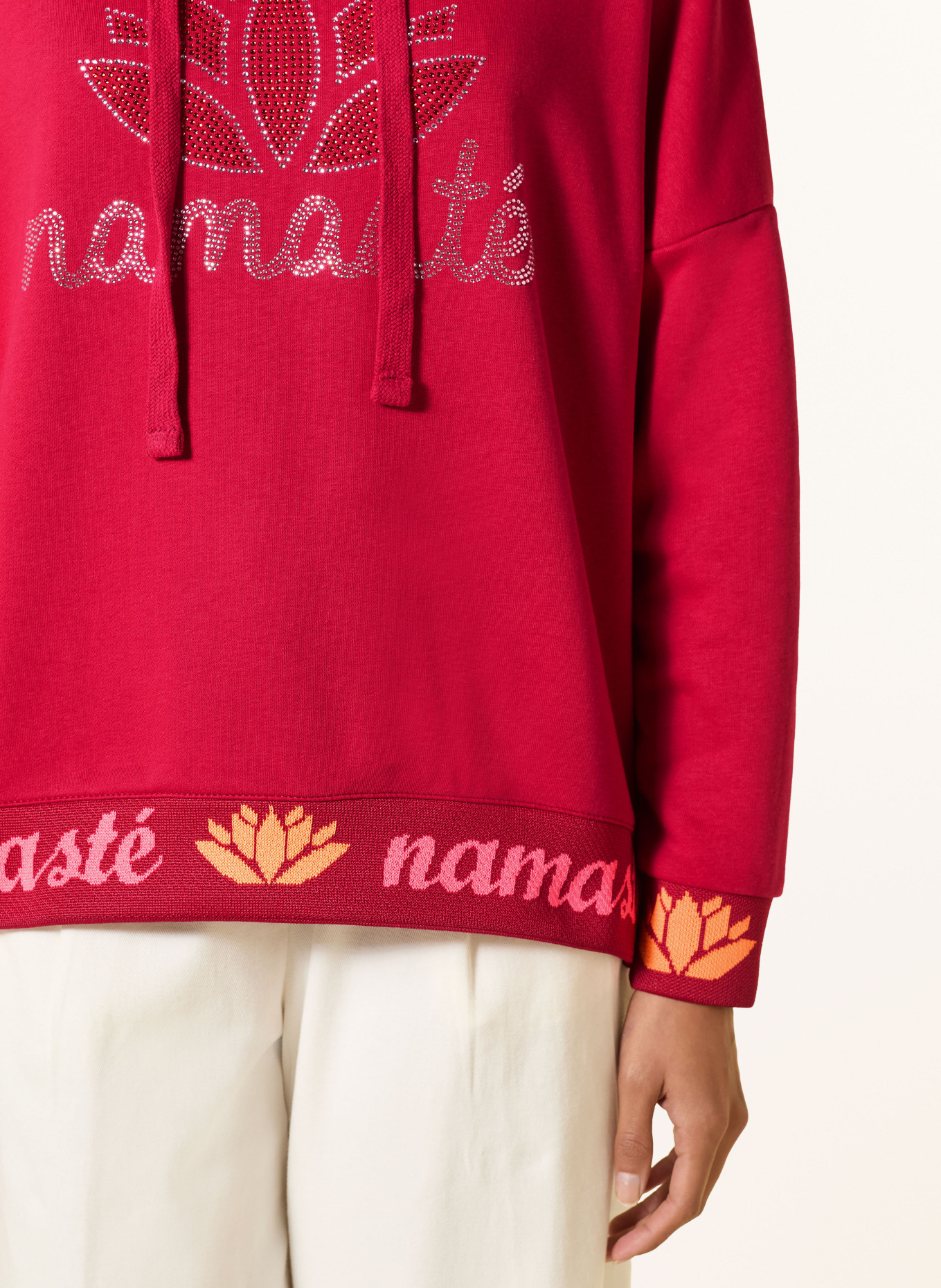 miss goodlife Hoodie with Rhinestones: RED / SILVER / ORANGE