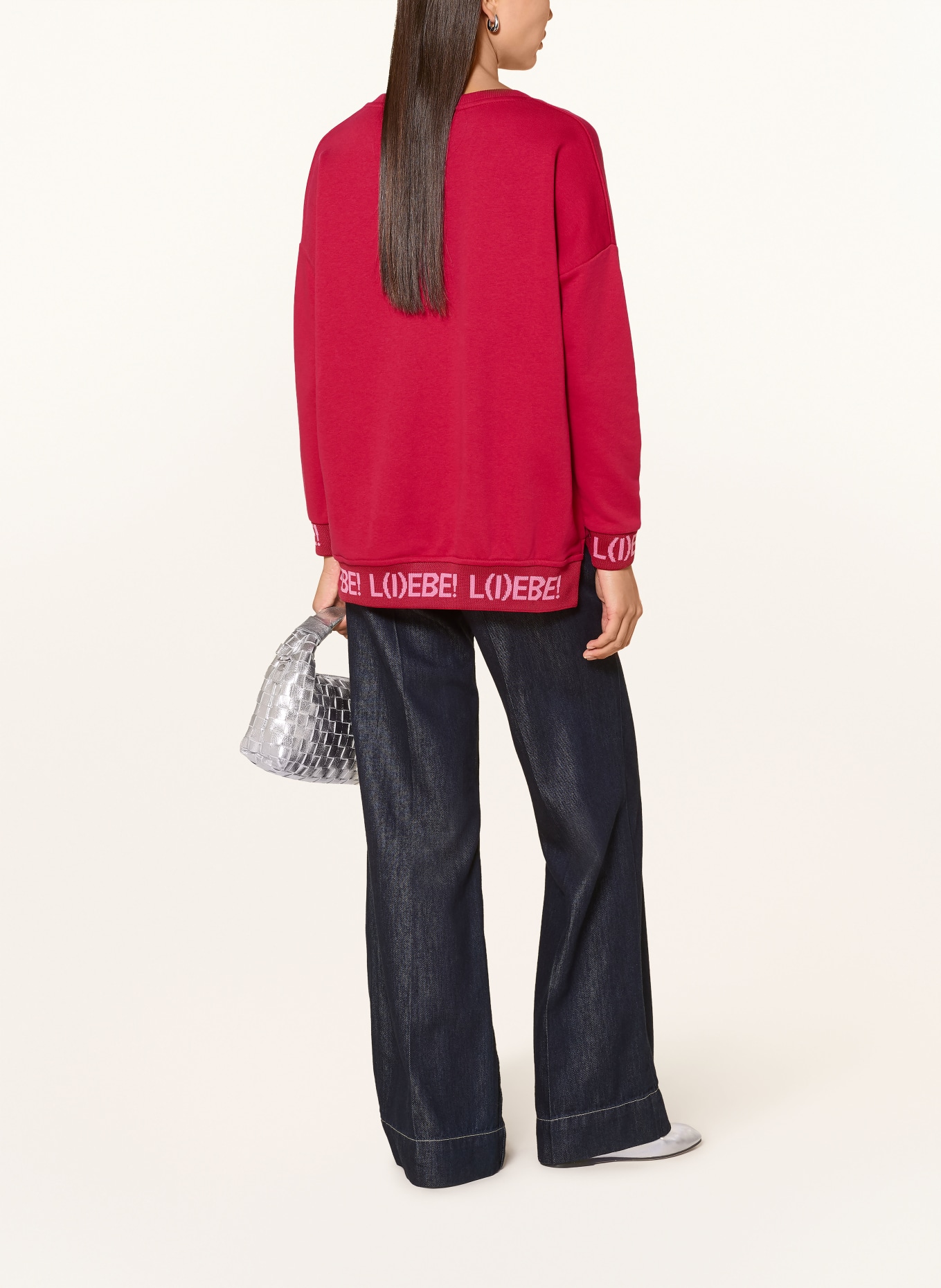 miss goodlife Sweatshirt with Rhinestones: RED / PINK