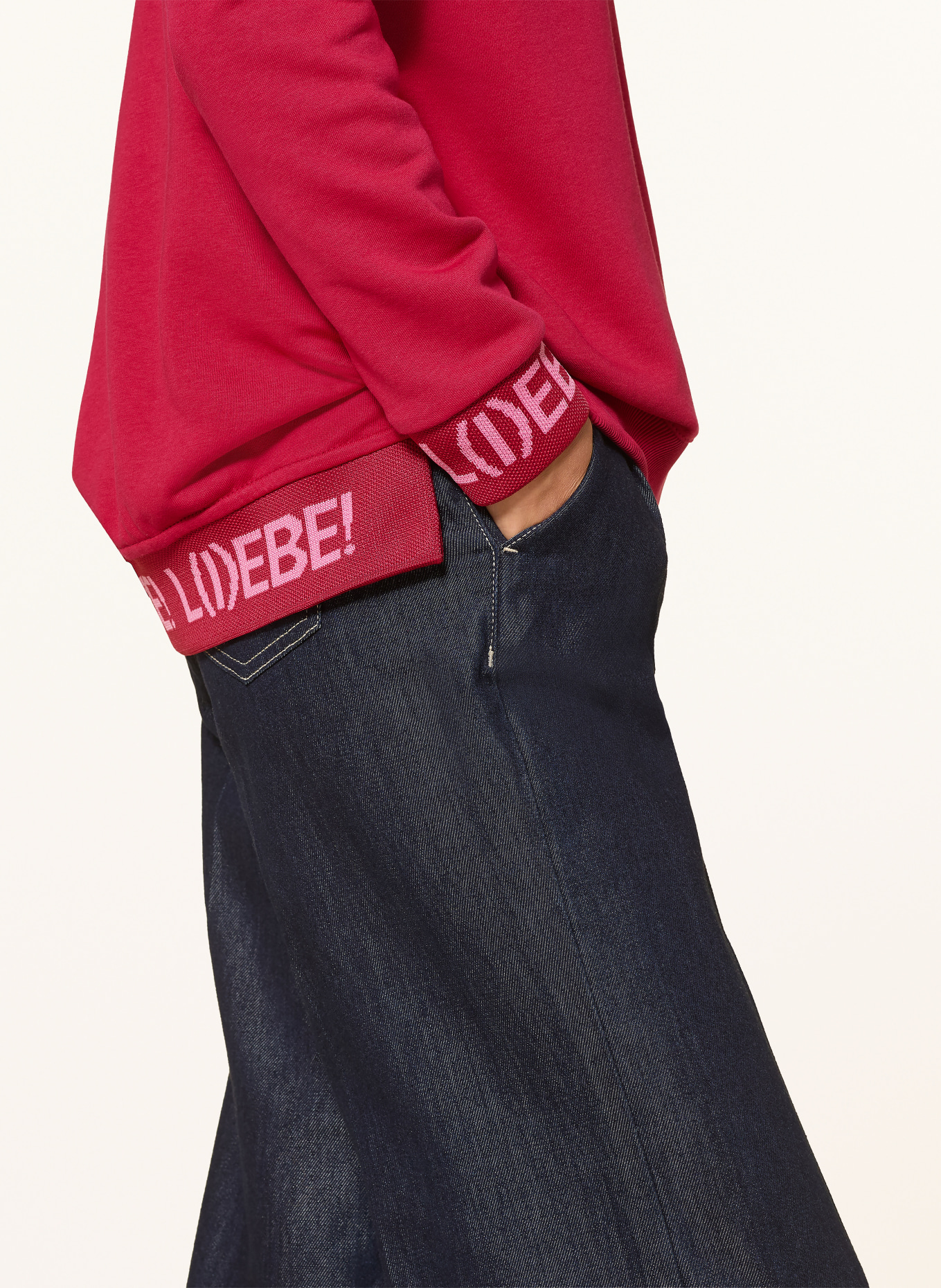 miss goodlife Sweatshirt with Rhinestones: RED / PINK