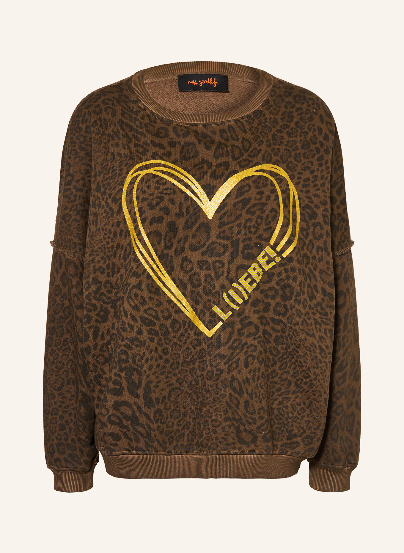 miss goodlife Sweatshirt orné de strass: MARRON / OR / NOIR