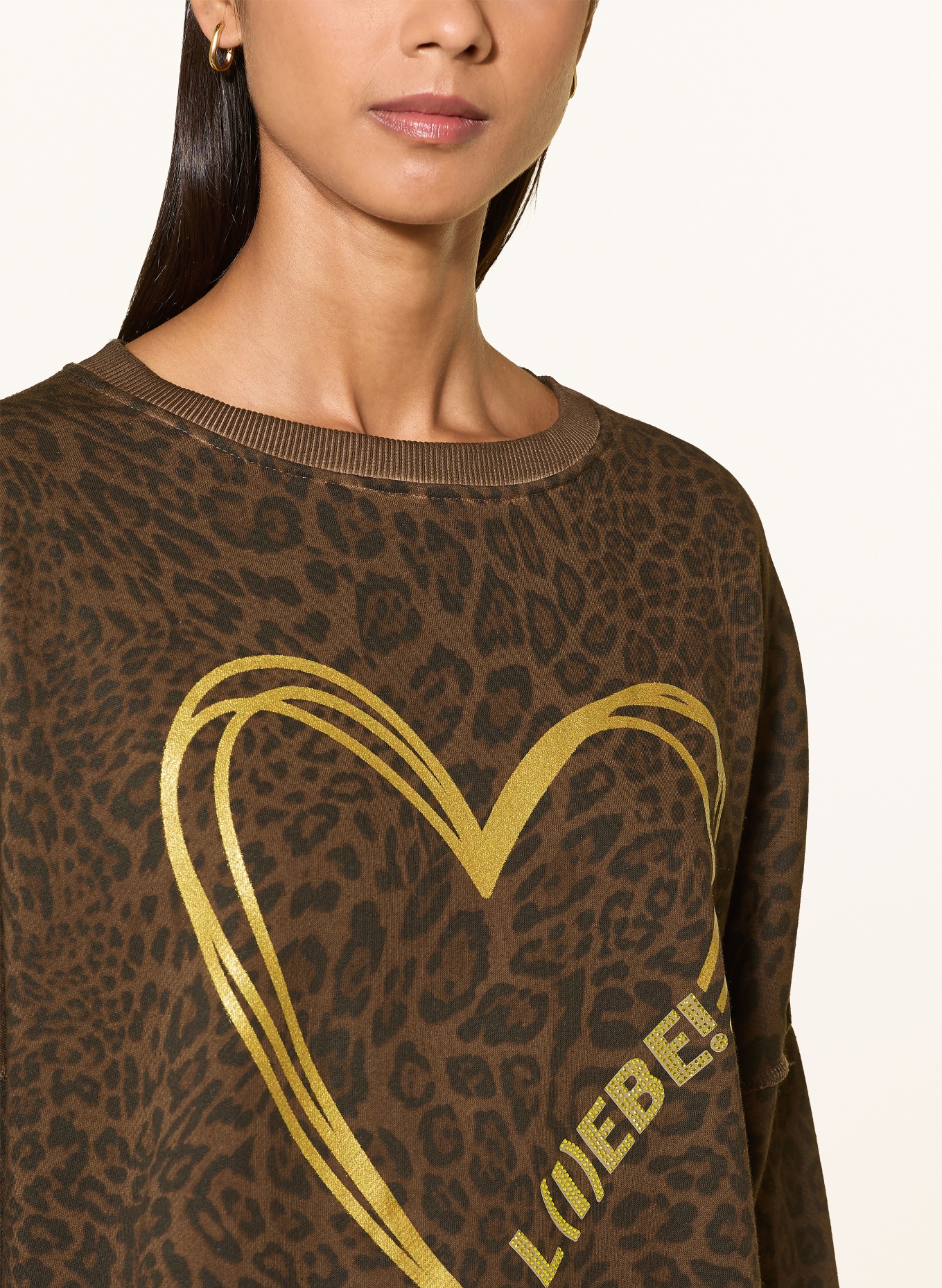 miss goodlife Sweatshirt orné de strass: MARRON / OR / NOIR