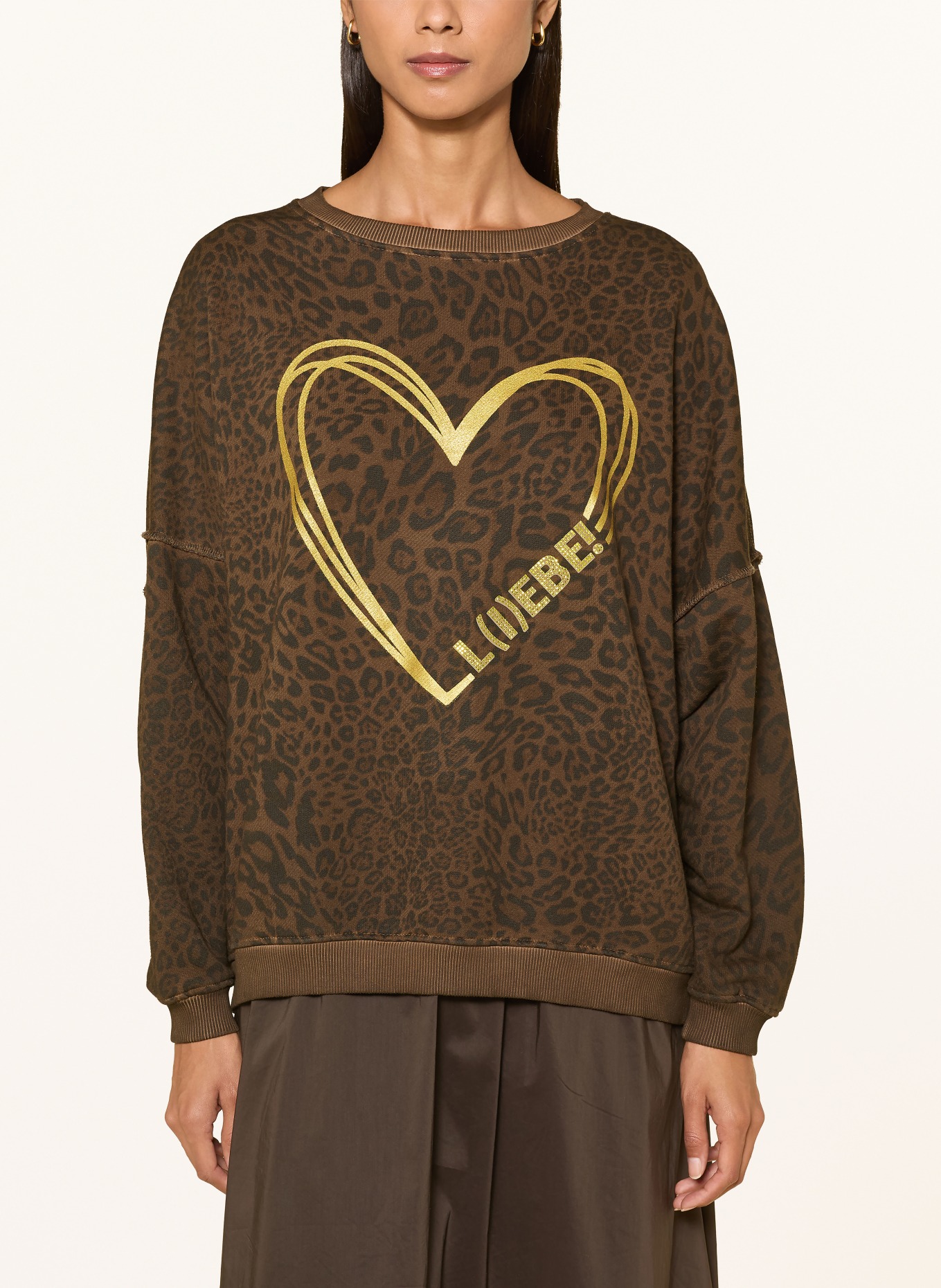 miss goodlife Sweatshirt orné de strass: MARRON / OR / NOIR