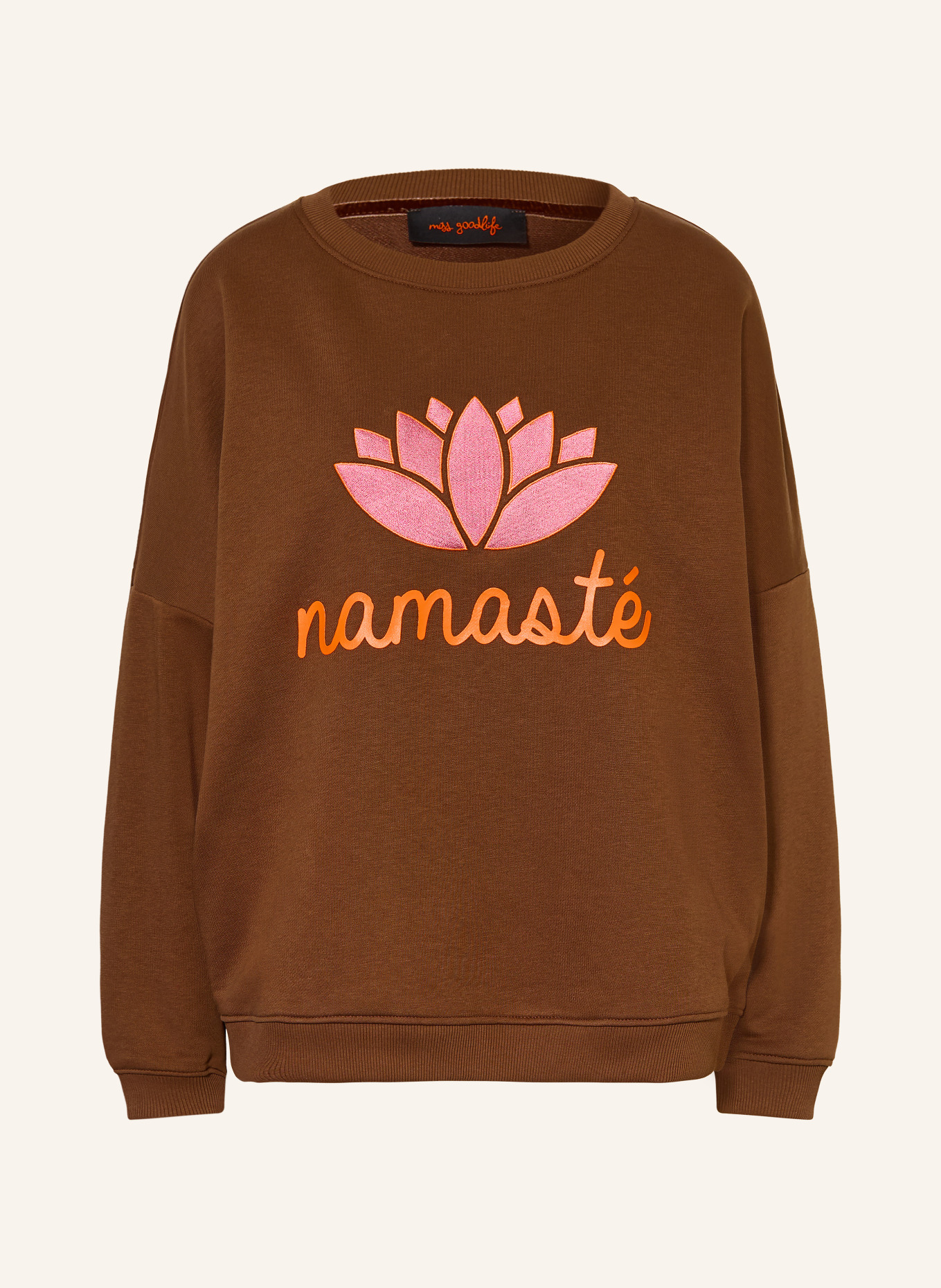 miss goodlife Sweatshirt: BROWN / ROSE / NEON ORANGE