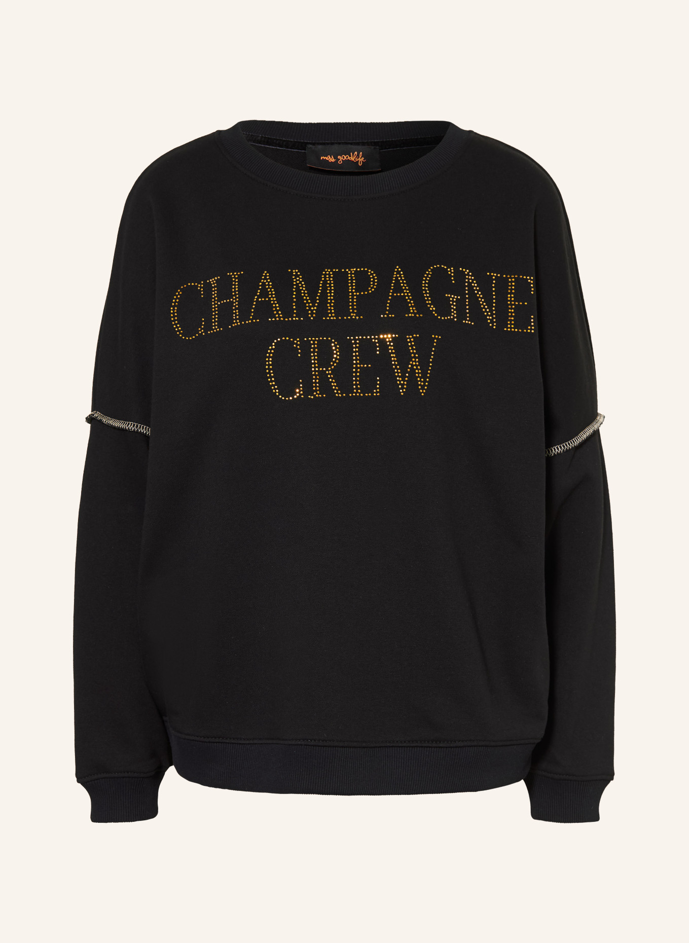 miss goodlife Oversized sweatshirt with rhinestones: BLACK / GOLD