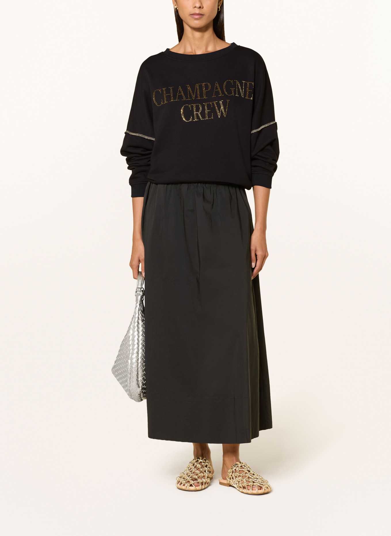 miss goodlife Oversized sweatshirt with rhinestones: BLACK / GOLD