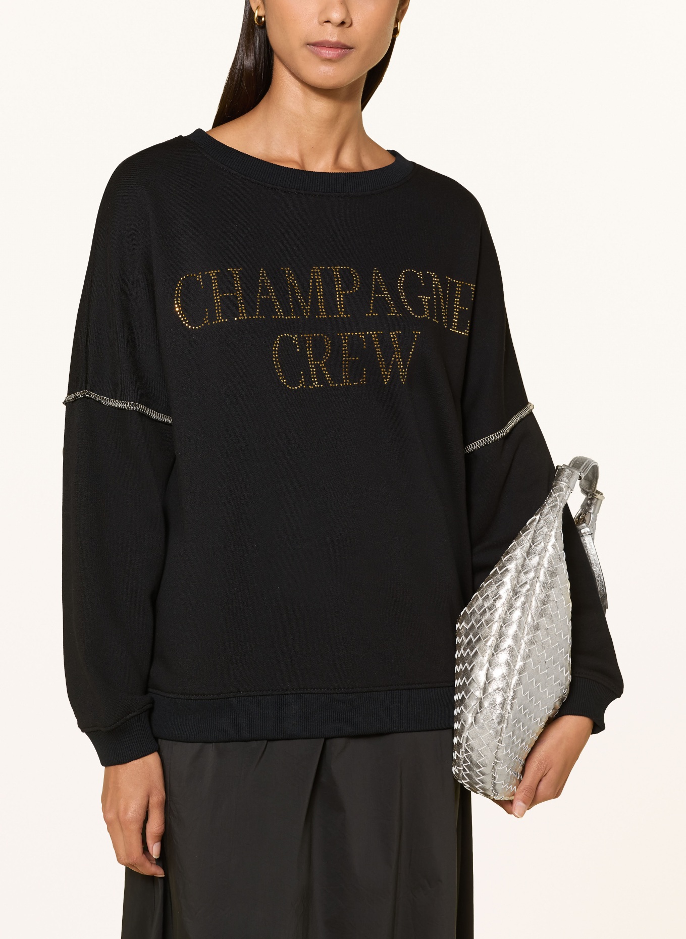 miss goodlife Oversized sweatshirt with rhinestones: BLACK / GOLD