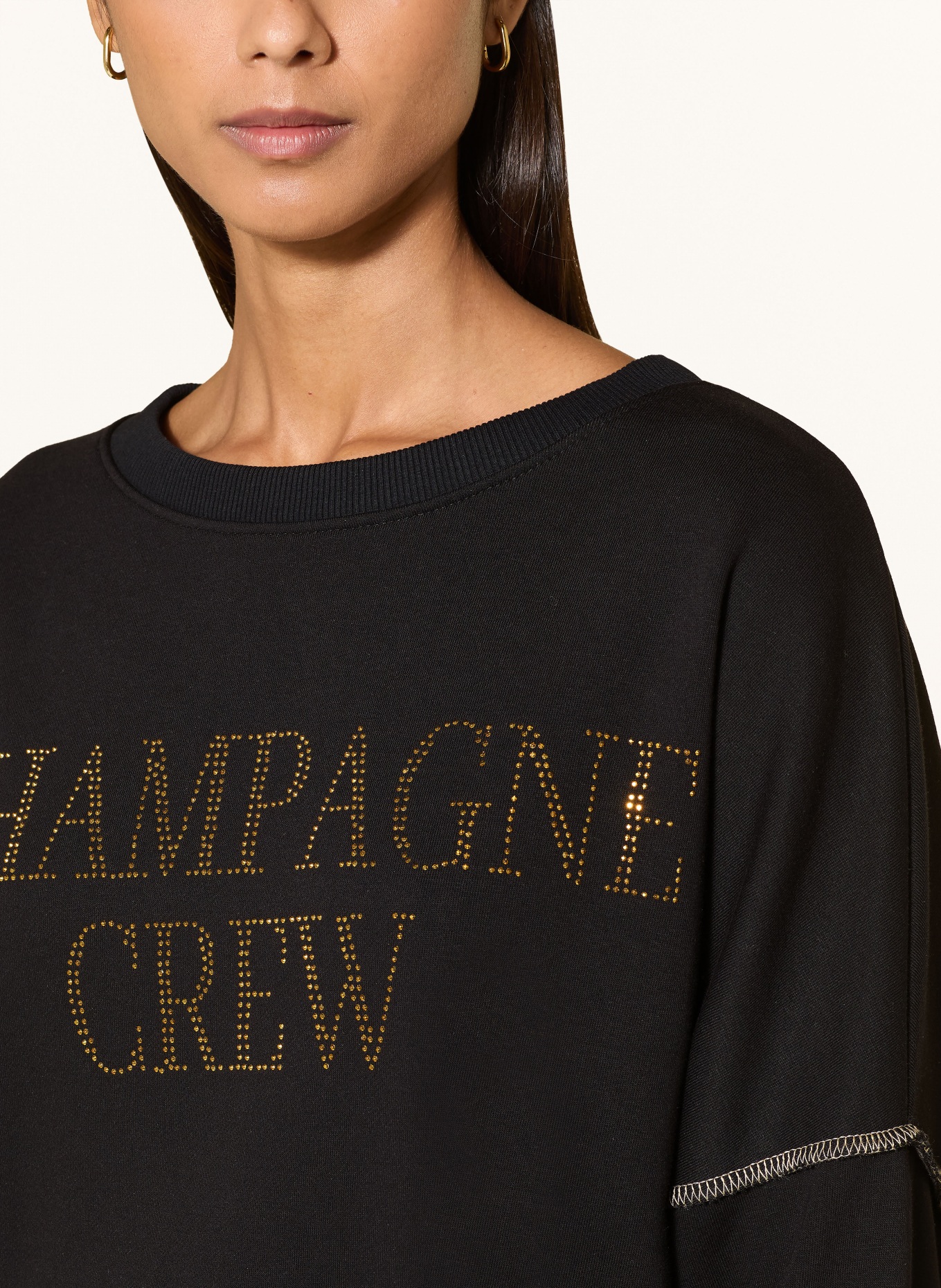 miss goodlife Oversized sweatshirt with rhinestones: BLACK / GOLD