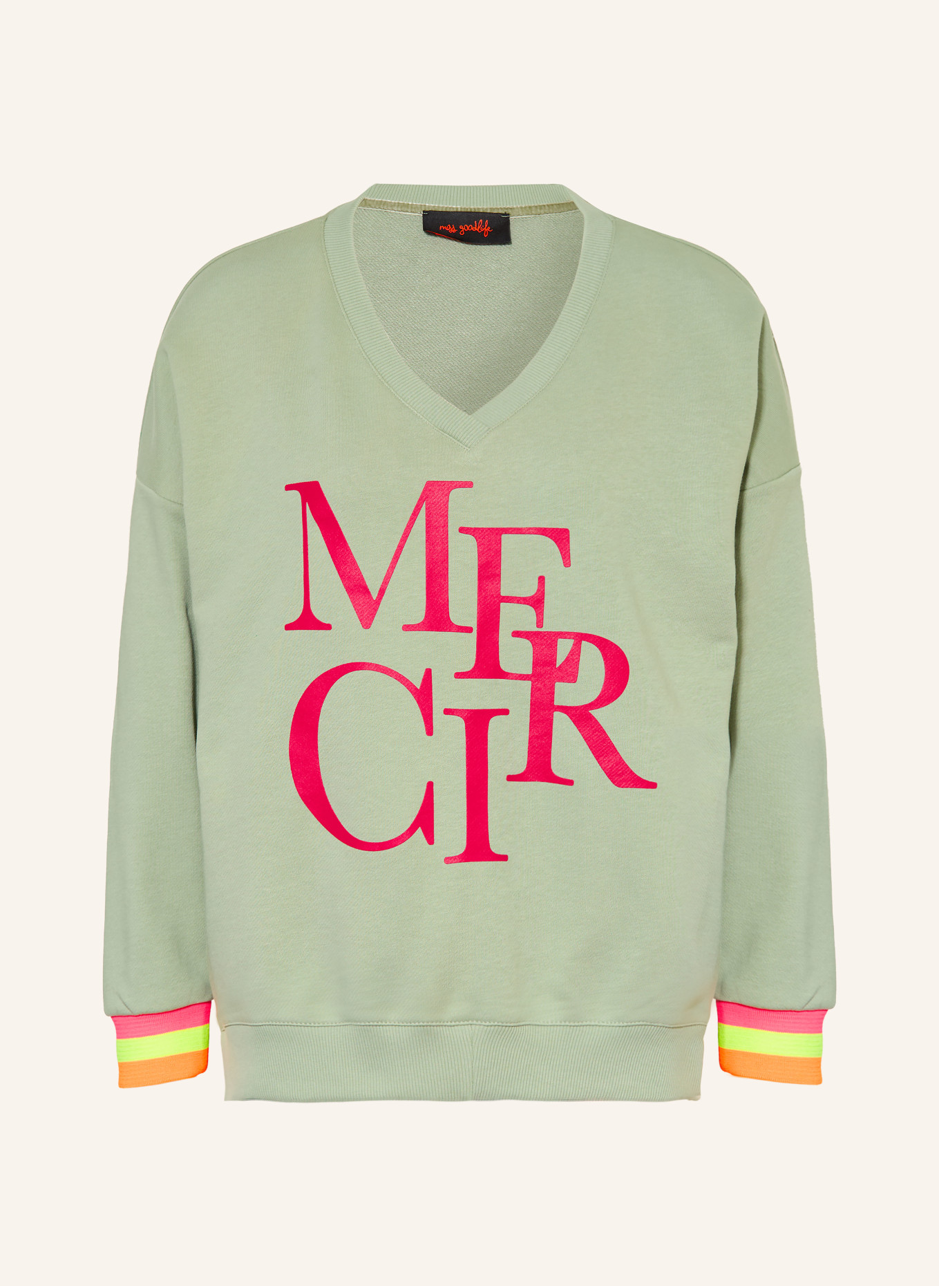 miss goodlife Sweatshirt: VERT CLAIR / ROUGE FONCÉ / JAUNE FLUO