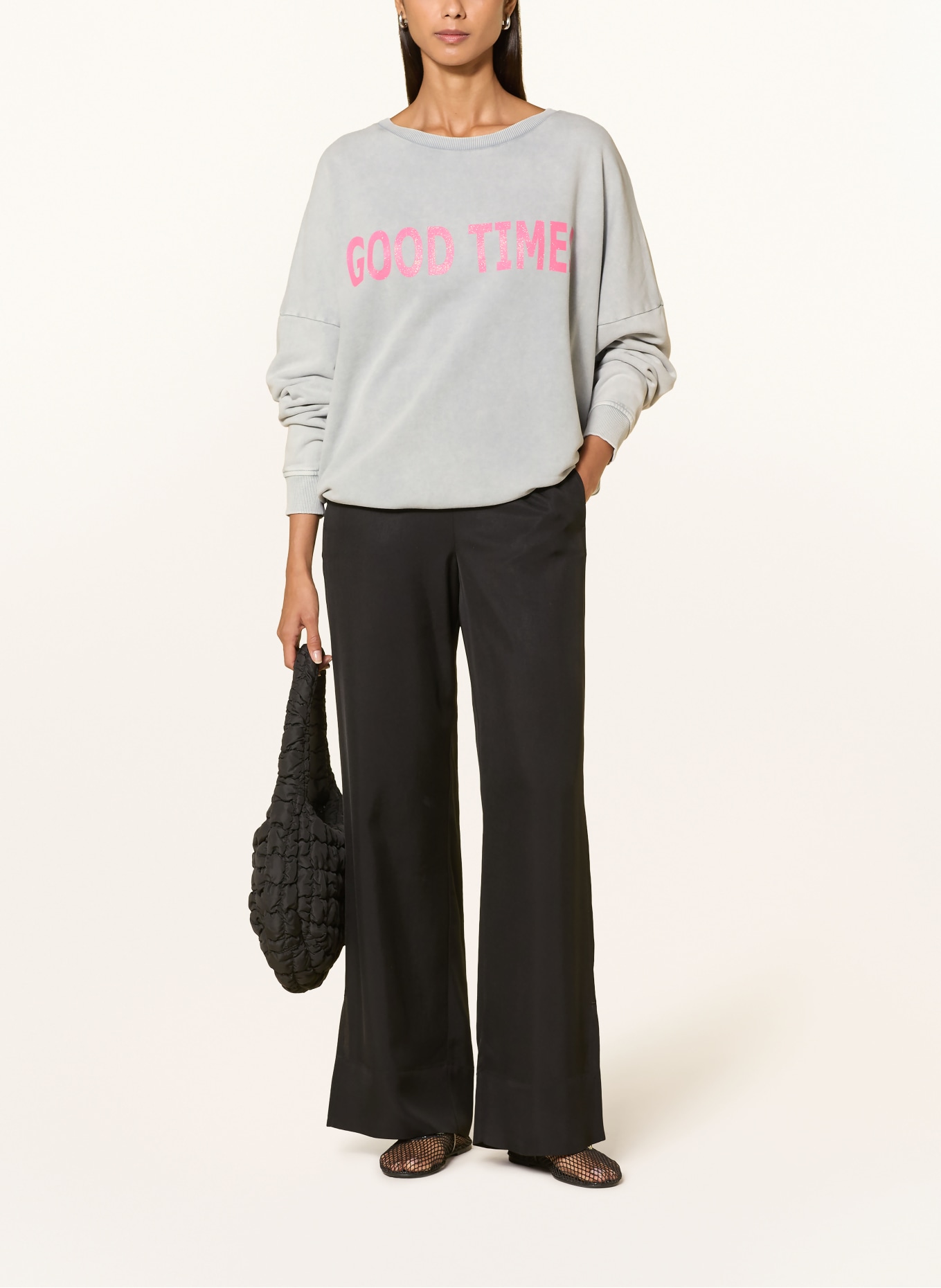 miss goodlife Sweatshirt oversize: GRIS / ROSE FUCHSIA