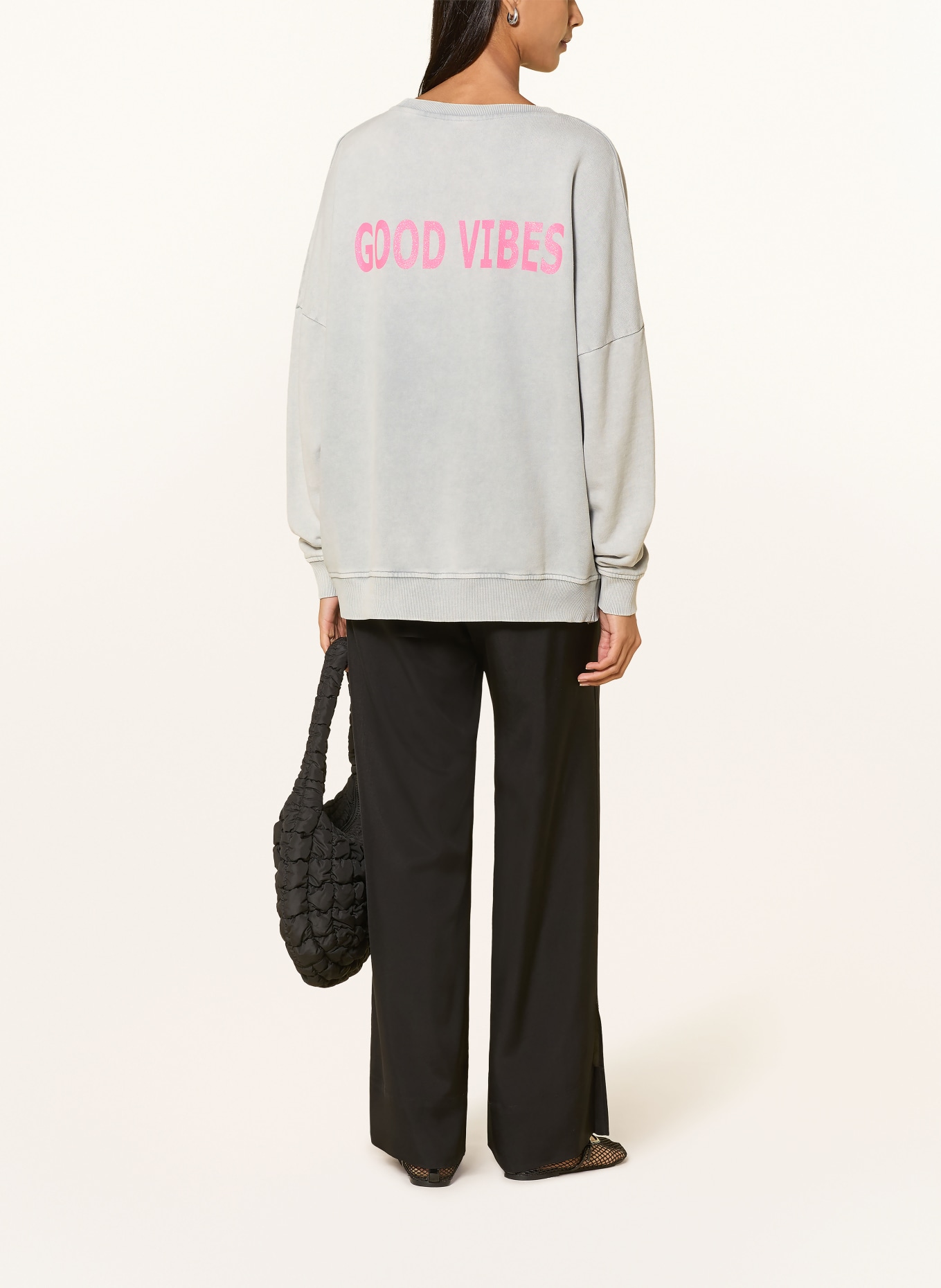 miss goodlife Sweatshirt oversize: GRIS / ROSE FUCHSIA