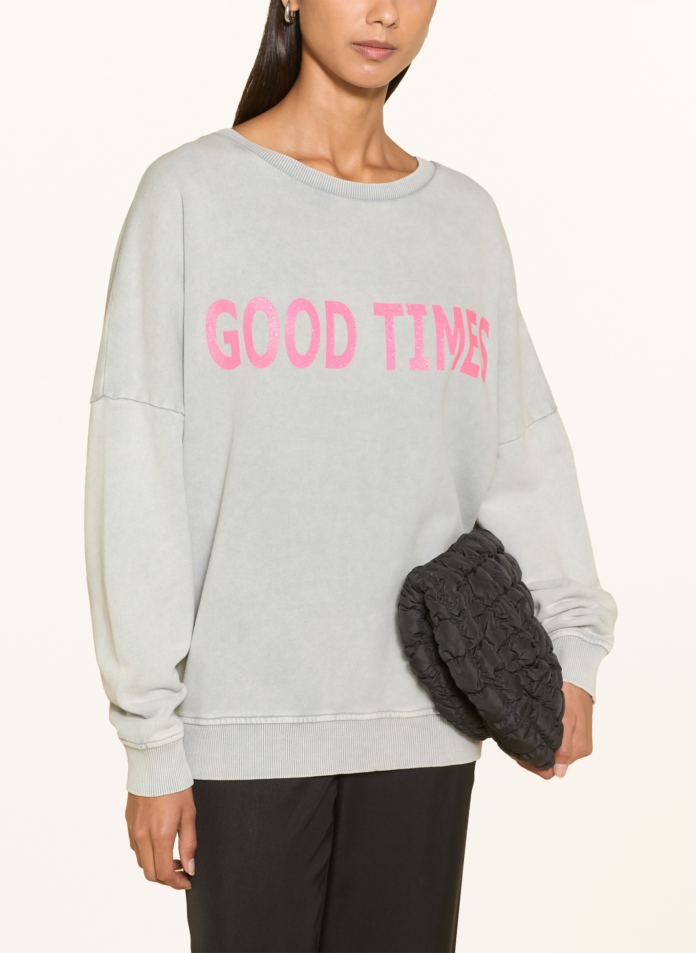 miss goodlife Sweatshirt oversize: GRIS / ROSE FUCHSIA