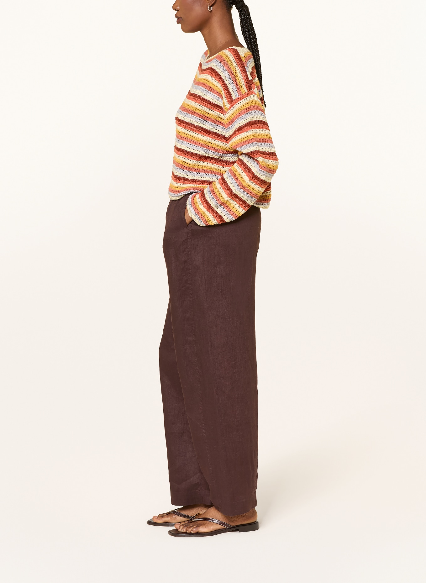 ARKET Linen pants: DARK BROWN