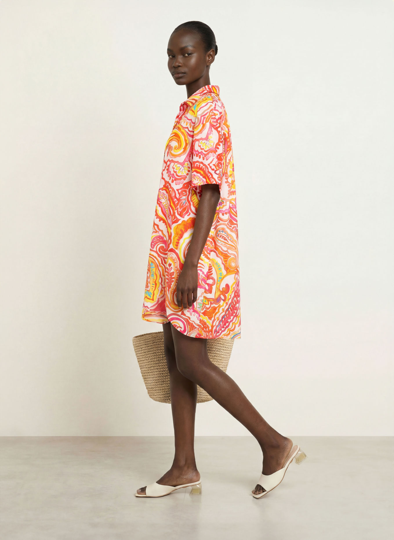 Charmline Robe de plage SUMMER INFUSION: ROUGE / ÉCRU / JAUNE