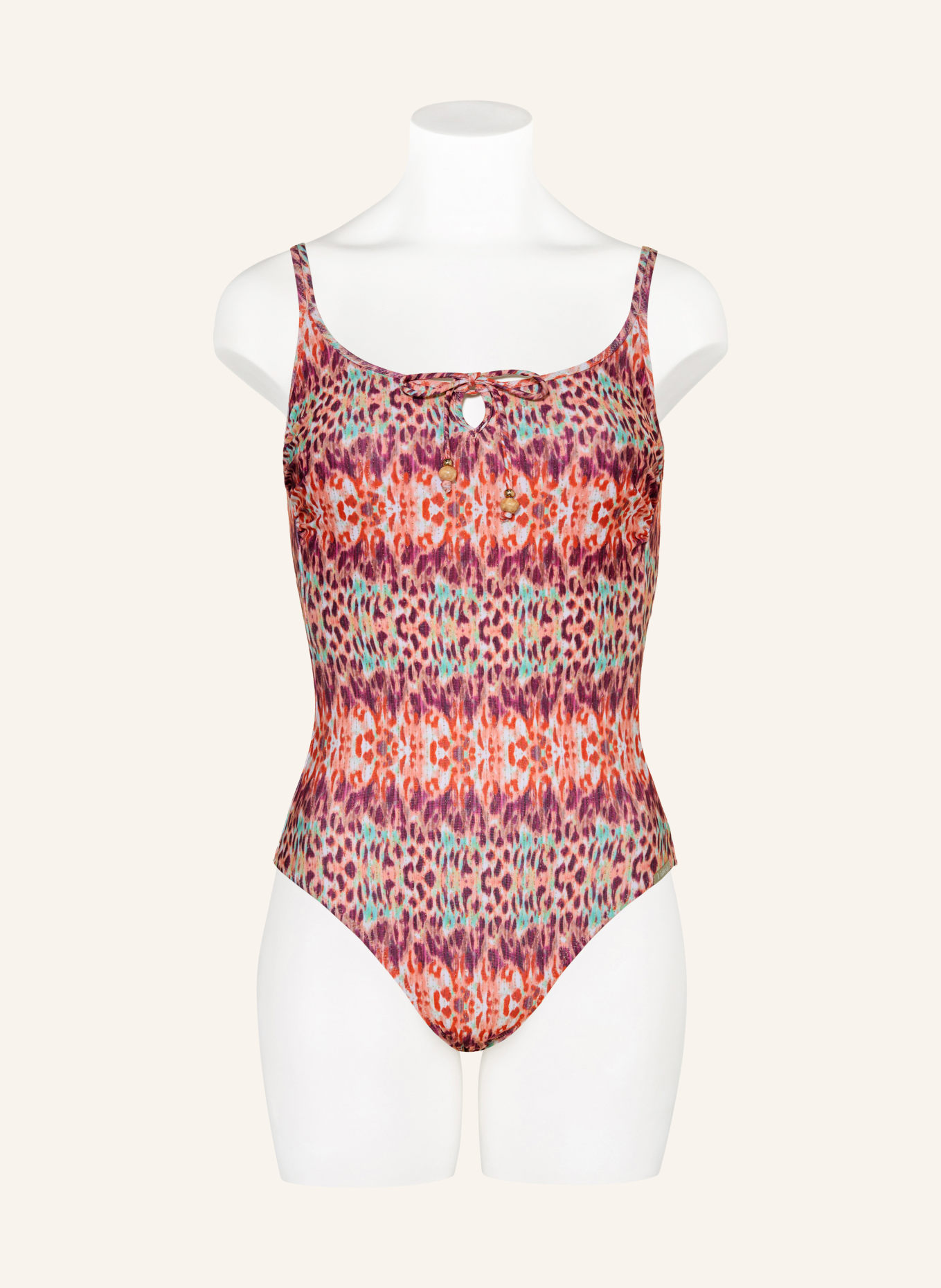 Lidea Maillot de bain BATIKBLAZE avec fil pailleté et perles décoratives: ORANGE / LILAS FONCÉ / TURQUOISE