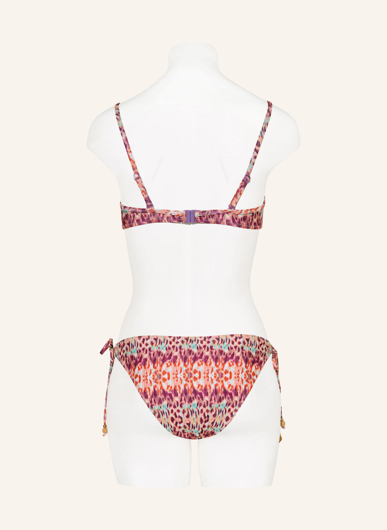 Lidea Bas de bikini triangle BATIKBLAZE avec fil pailleté et perles décoratives: ORANGE / LILAS FONCÉ / TURQUOISE