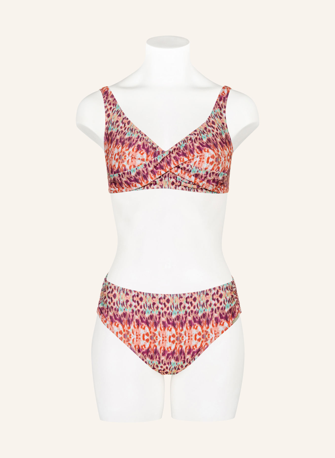 Lidea BATIKBLAZE underwire bikini top with a wrap-around design and glitter thread: ORANGE / DARK PURPLE / TURQUOISE