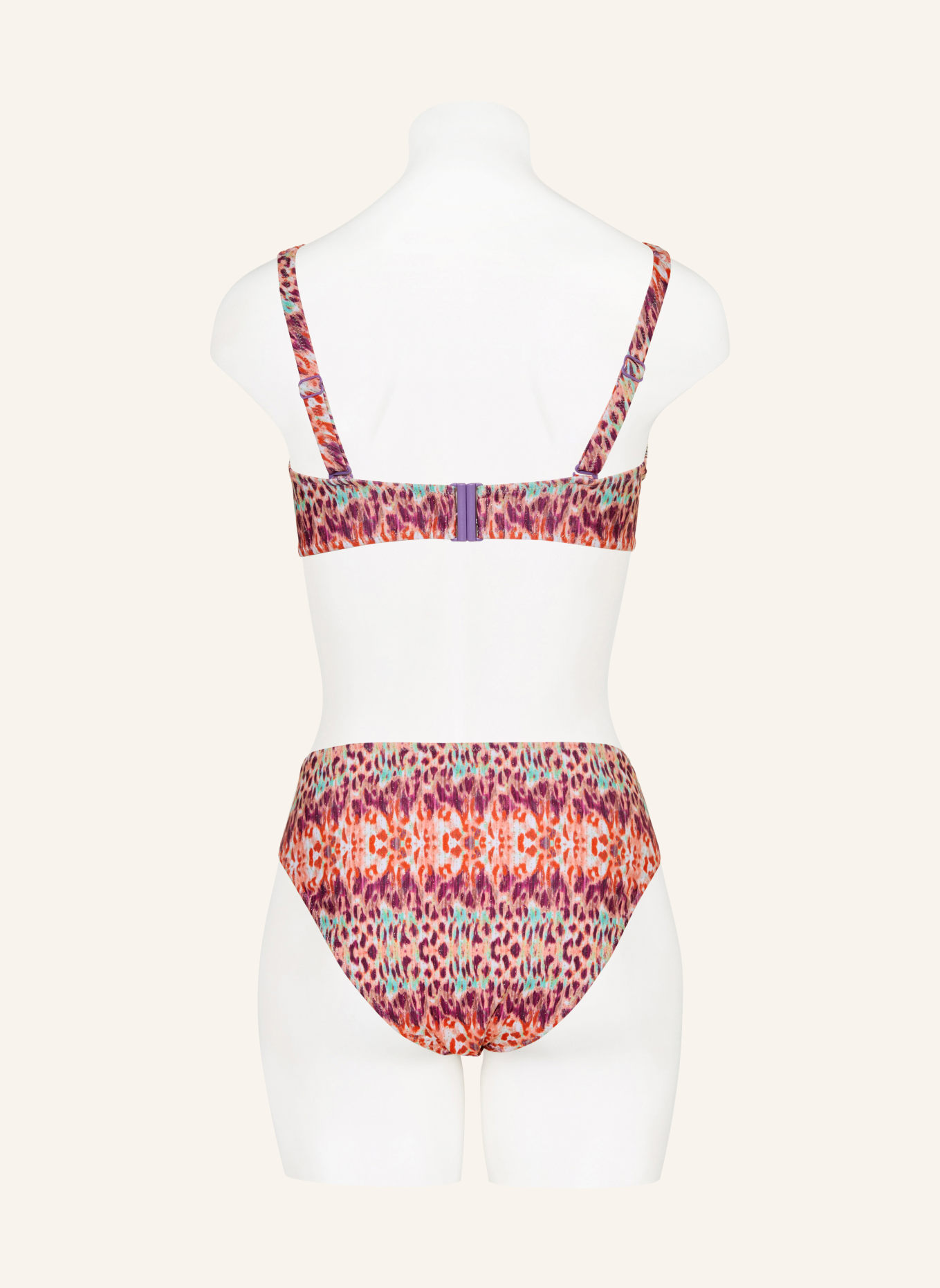 Lidea BATIKBLAZE underwire bikini top with a wrap-around design and glitter thread: ORANGE / DARK PURPLE / TURQUOISE