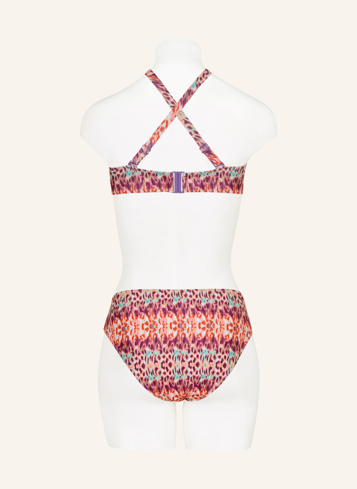 Lidea BATIKBLAZE underwire bikini top with a wrap-around design and glitter thread: ORANGE / DARK PURPLE / TURQUOISE