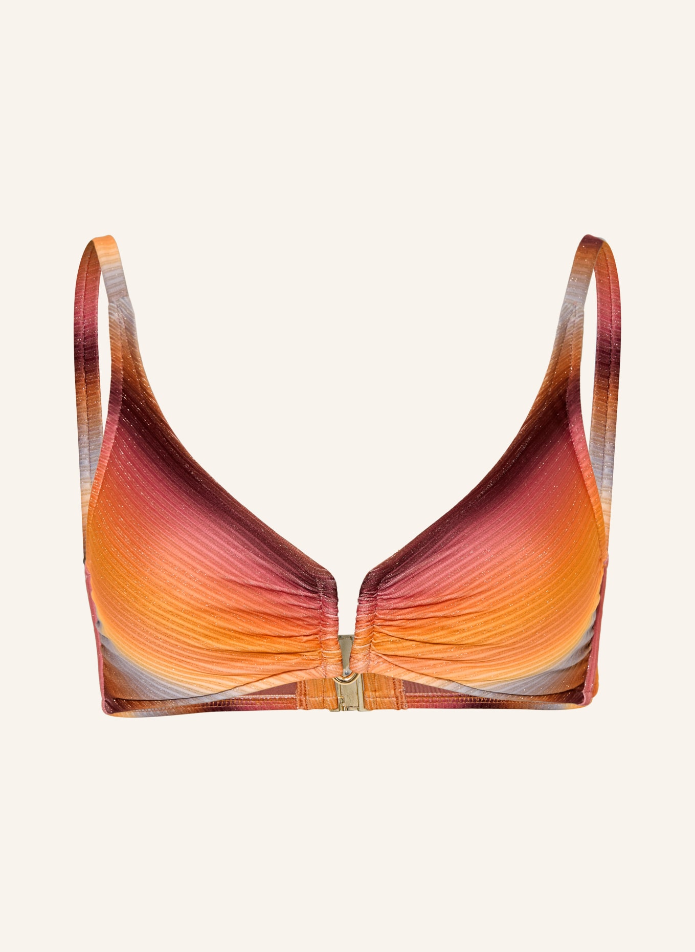 MARYAN MEHLHORN Bralette-Bikini-Top SUNDRENCHED mit Glitzergarn: ORANGE / DUNKELLILA / HELLROT