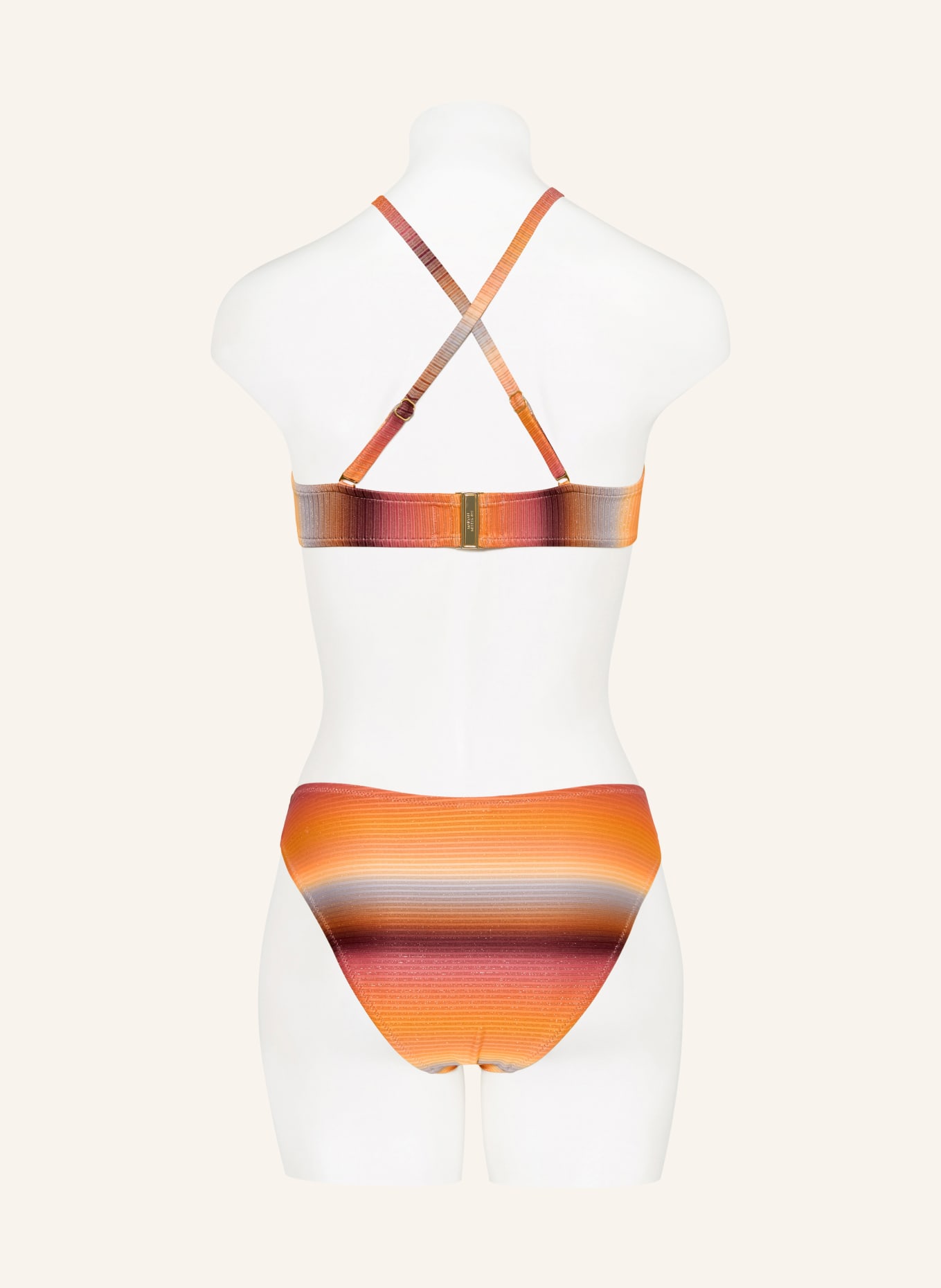 MARYAN MEHLHORN Bralette-Bikini-Top SUNDRENCHED mit Glitzergarn: ORANGE / DUNKELLILA / HELLROT