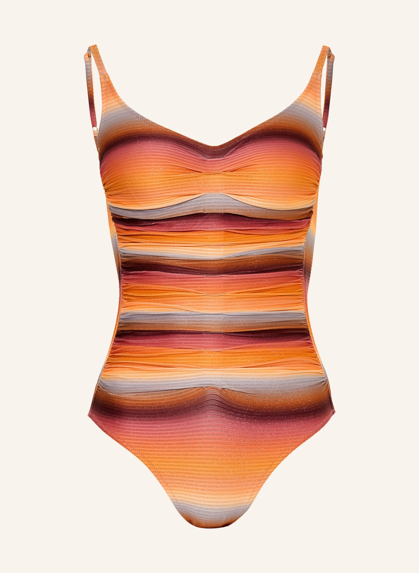 MARYAN MEHLHORN Bügel-Badeanzug SUNDRENCHED mit Glitzergarn: ORANGE / HELLROT / DUNKELROT