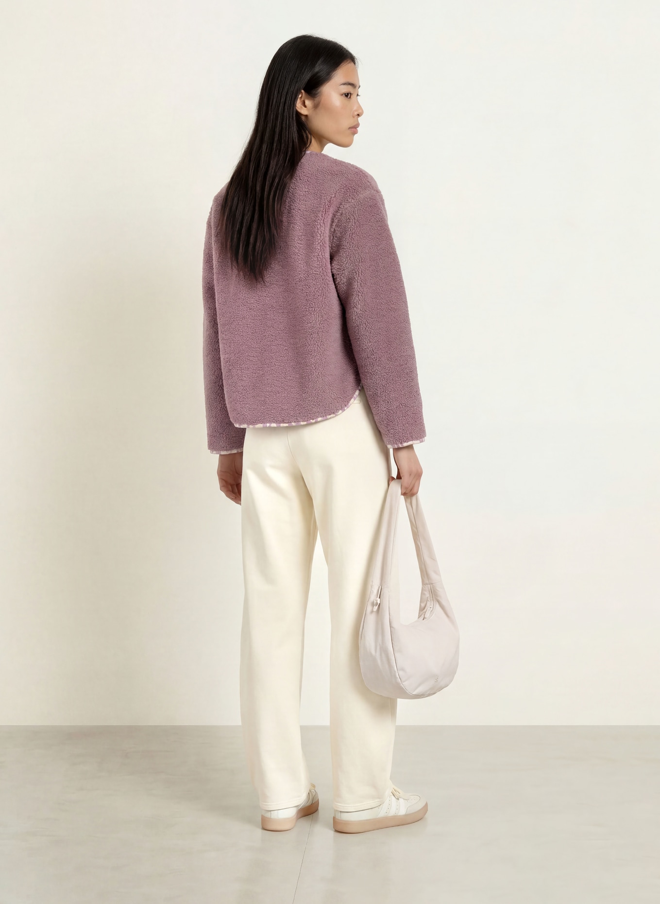 VIVI MARI Plush Jacket: PURPLE / CREAM