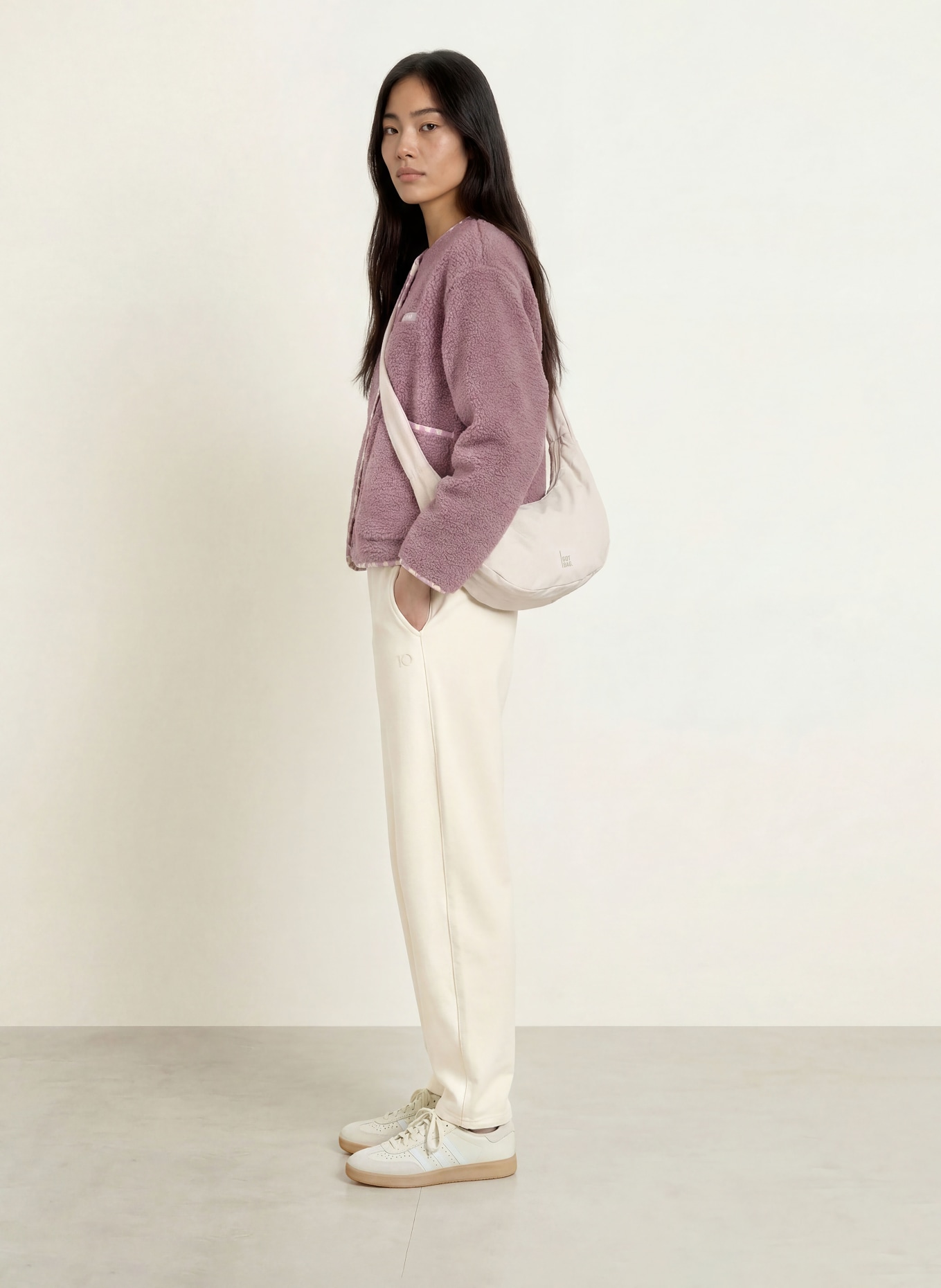 VIVI MARI Plush Jacket: PURPLE / CREAM