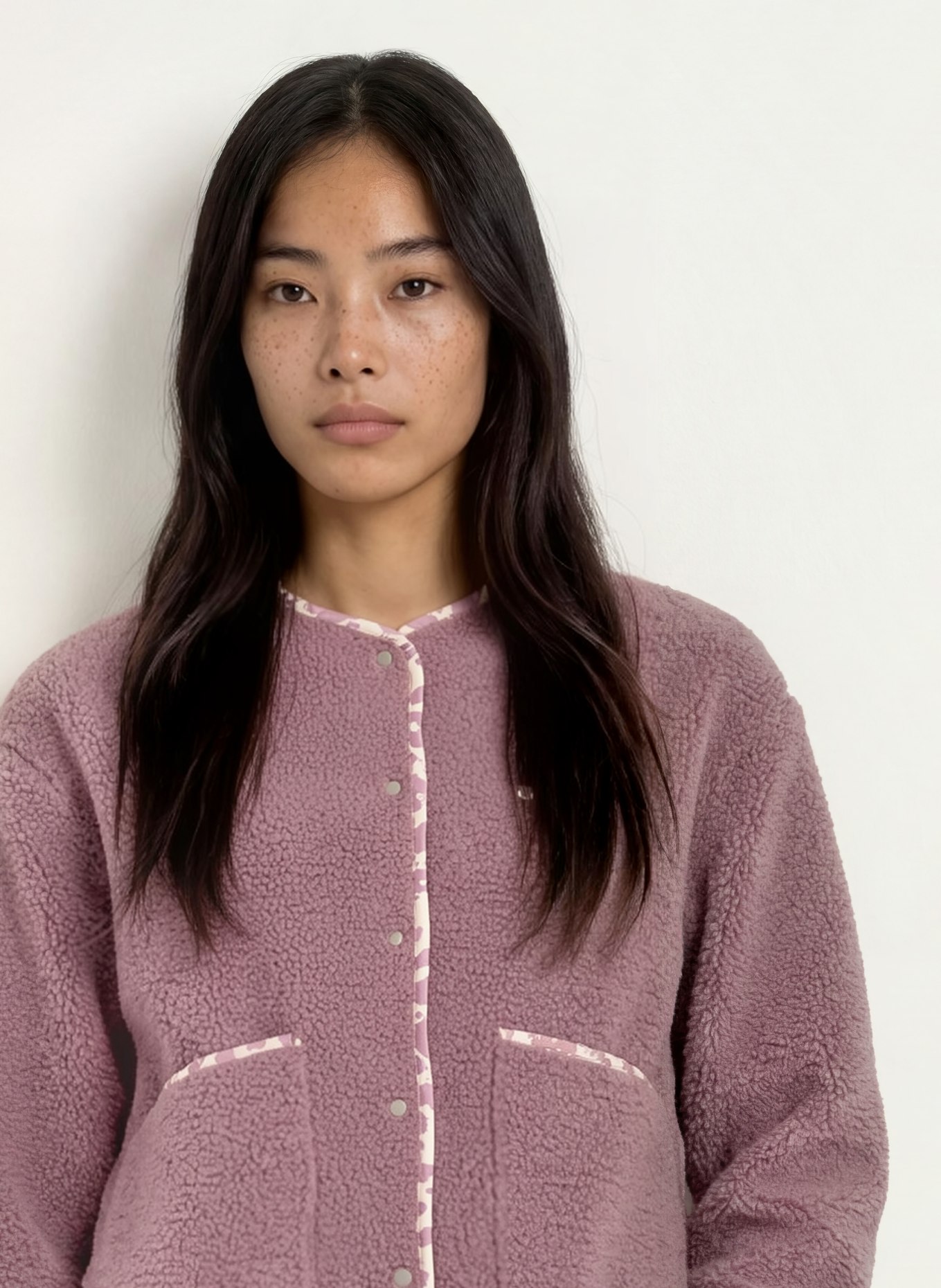VIVI MARI Plush Jacket: PURPLE / CREAM