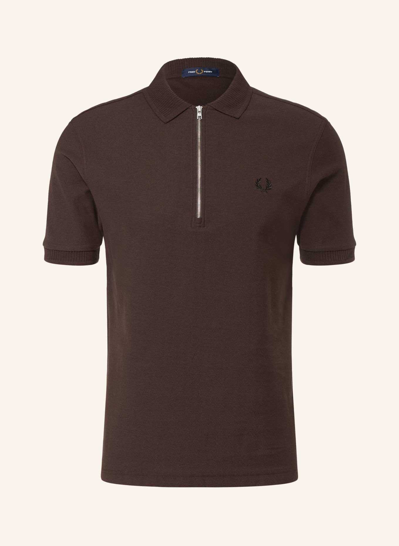 FRED PERRY Piqué polo shirt: DARK BROWN