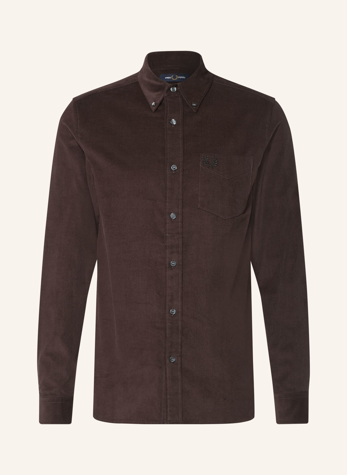 FRED PERRY Cordhemd Slim Fit: DUNKELBRAUN