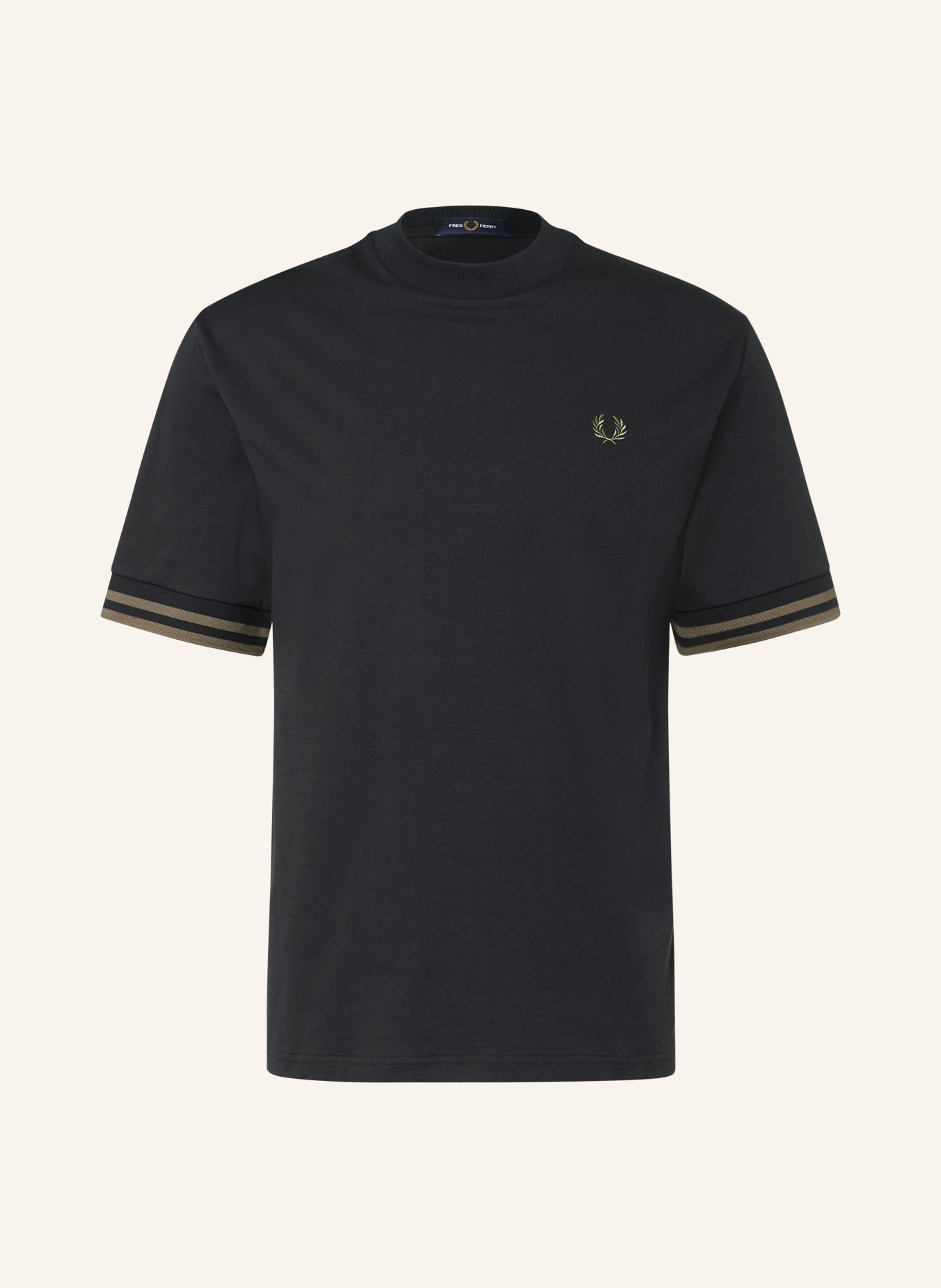 FRED PERRY T-shirt: ZWART / OLIJF