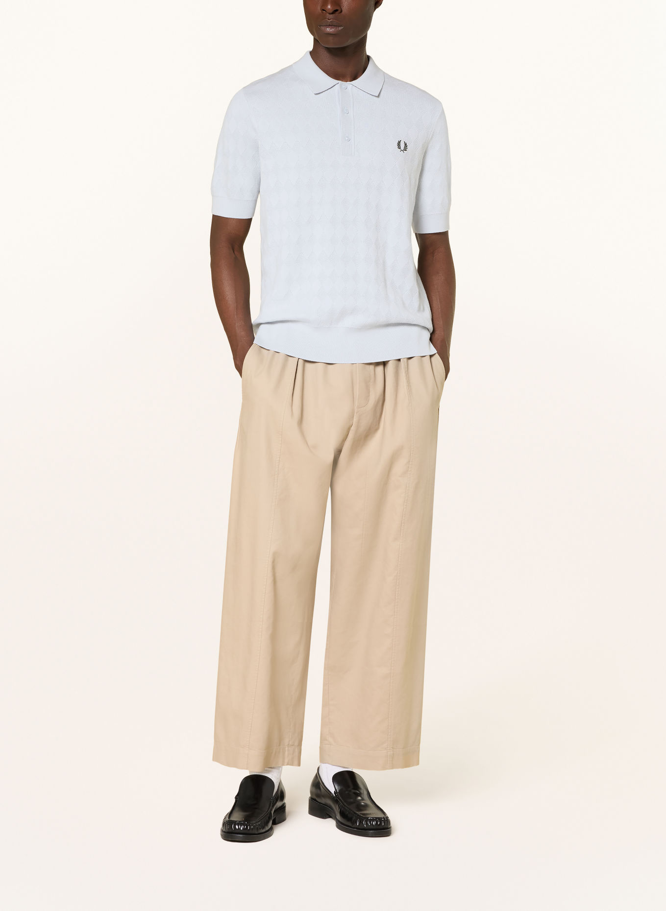 FRED PERRY Strick-Poloshirt: HELLBLAU