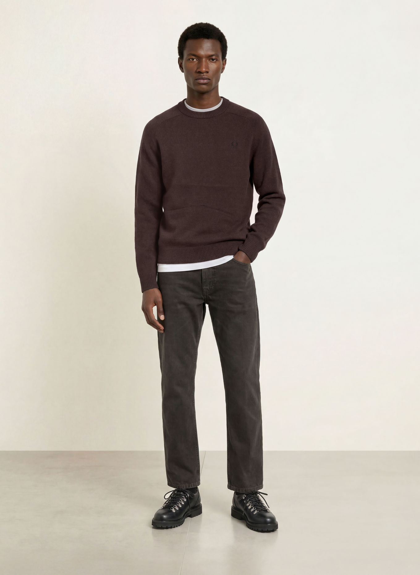 FRED PERRY Pullover: DUNKELBRAUN