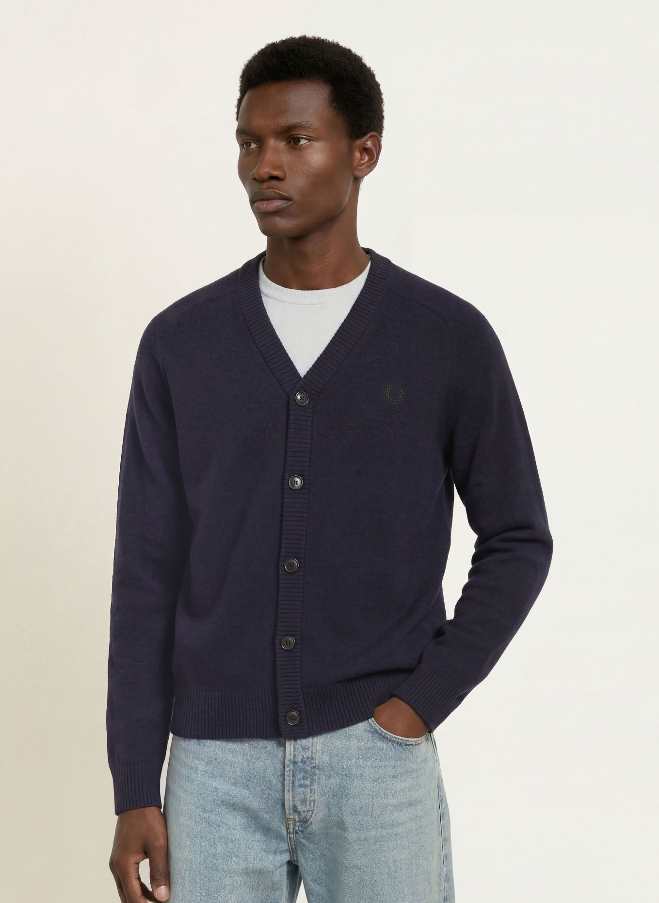 FRED PERRY Strickjacke: DUNKELBLAU