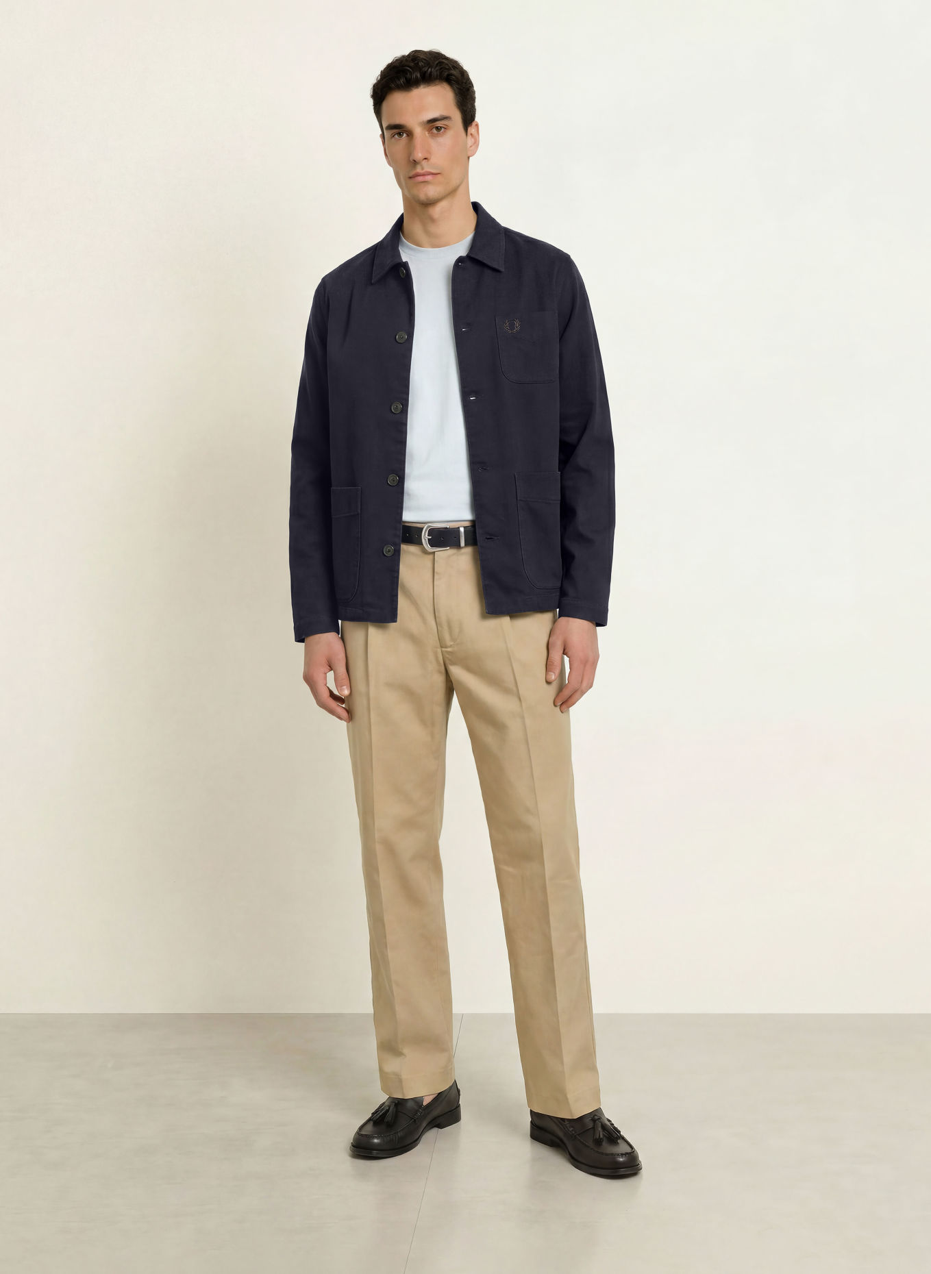 FRED PERRY Cord-Overshirt: DUNKELBLAU