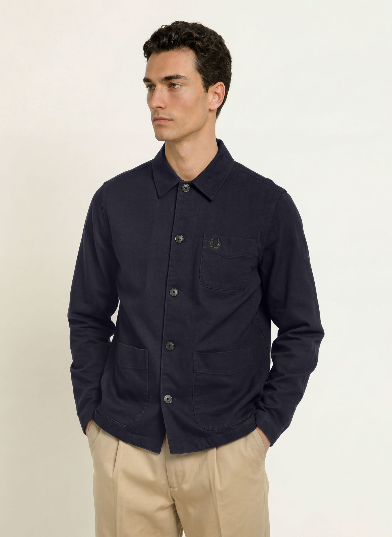 FRED PERRY Cord-Overshirt: DUNKELBLAU